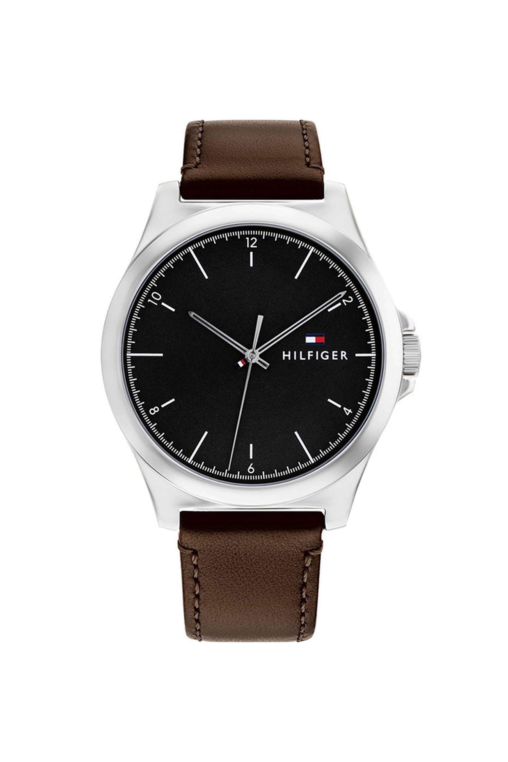 Norris-Men-s-43-mm-Quartz-Analogue-Watch---Black-Dial-with-Brown-Leather-Strap-(TH1710601)