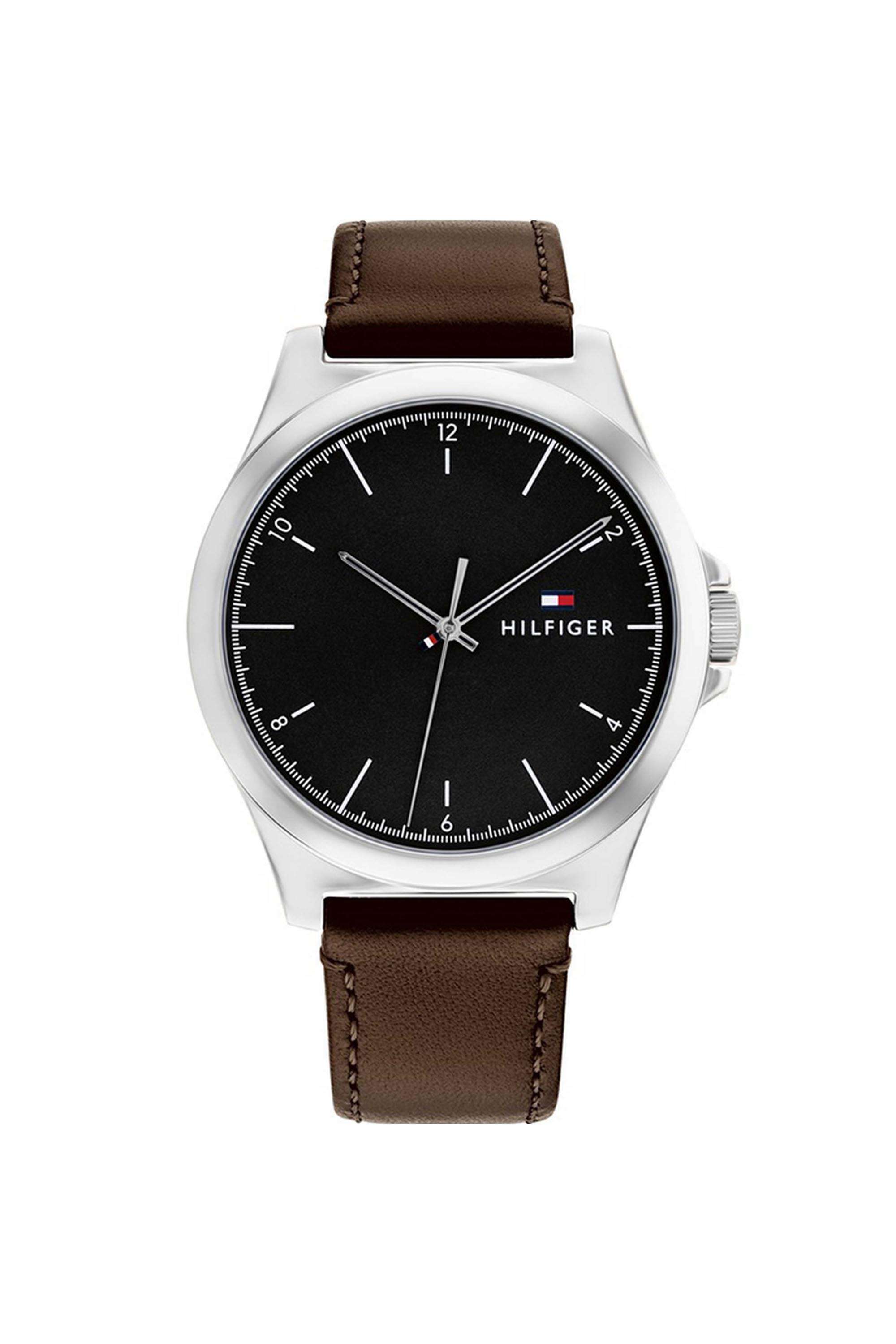 Norris-Men-s-43-mm-Quartz-Analogue-Watch---Black-Dial-with-Brown-Leather-Strap-(TH1710601)