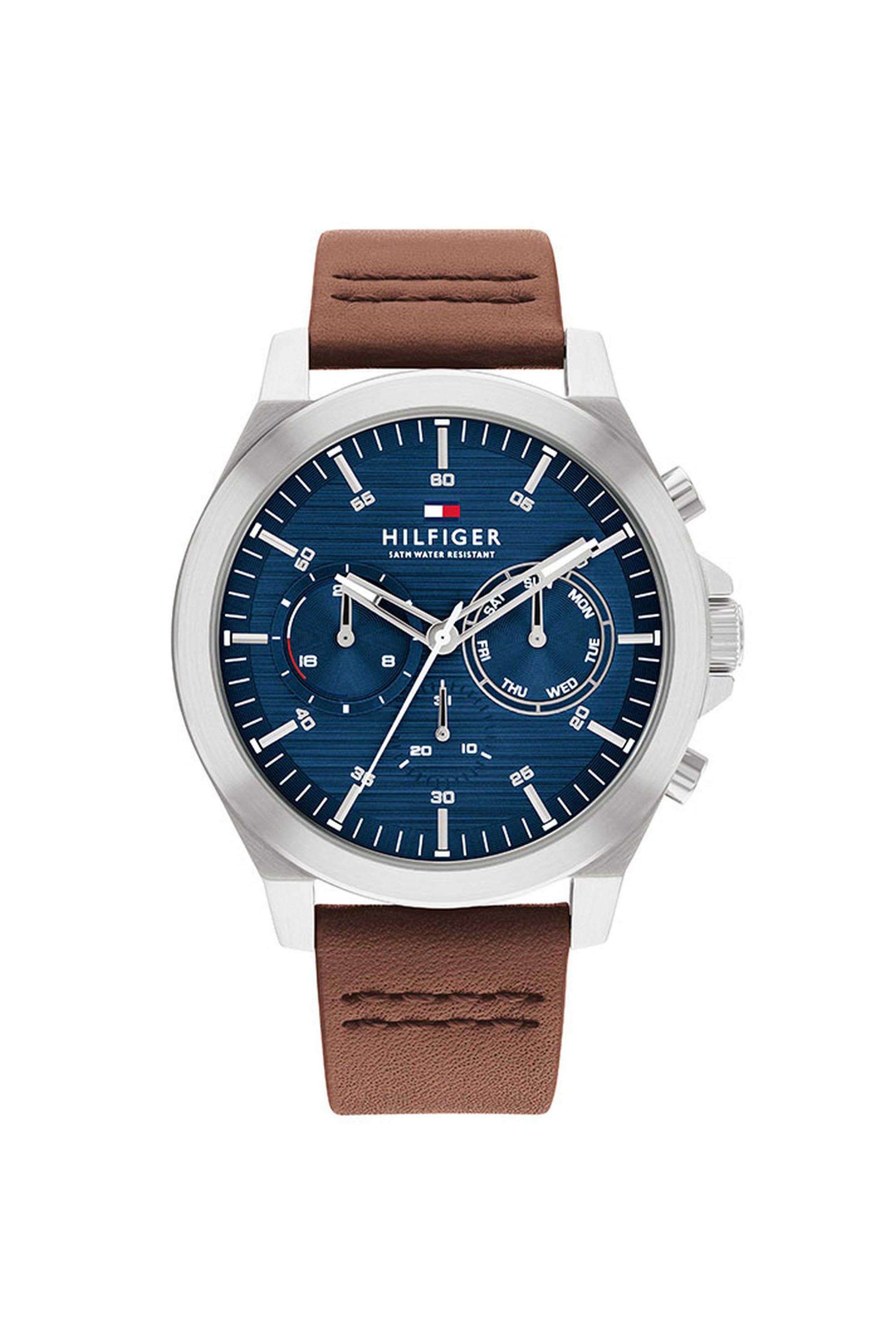 Lance-Men-s-46-mm-Quartz-Analogue-Watch---Blue-Dial-with-Brown-Leather-Strap-(TH1710633)