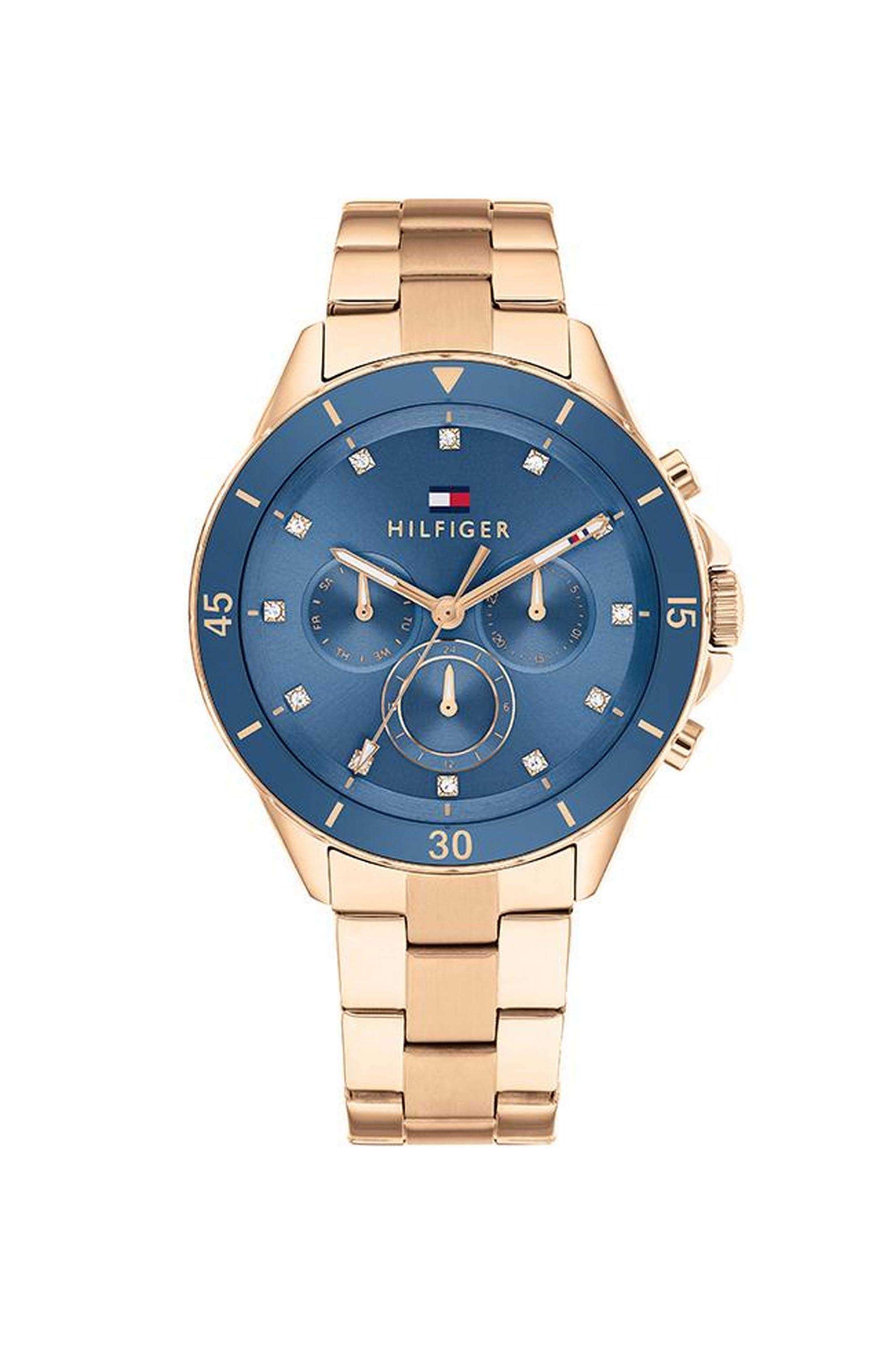 Mellie-Women-s-40-mm-Quartz-Analogue-Watch---Blue-Dial-with-Rose-Gold-Stainless-Steel-Strap-(TH1782710)