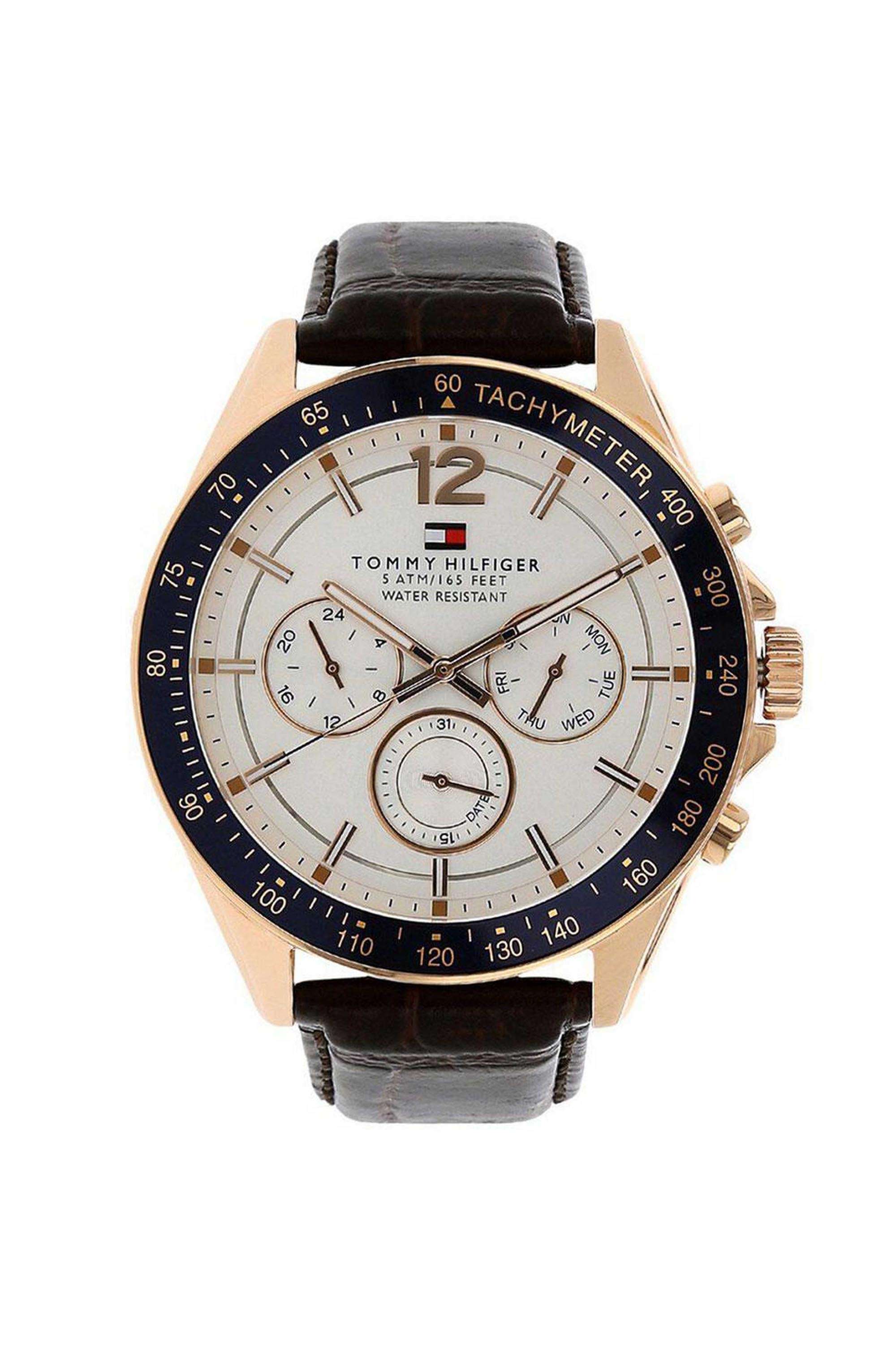 Men-s-47.5-mm-Quartz-Analogue-Watch---White-Dial-with-Brown-Leather-Strap-(WNTTH1791118)