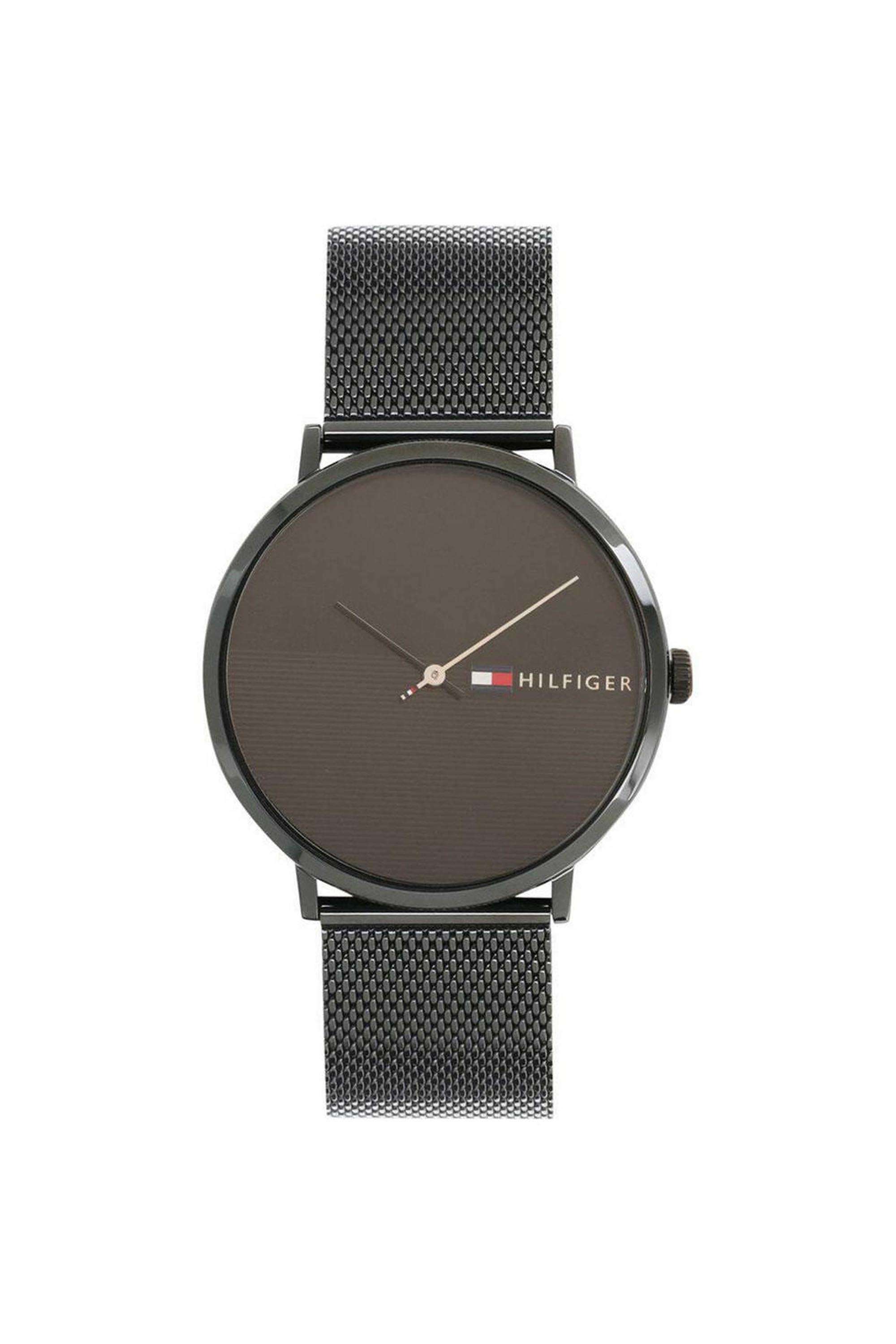Men-s-40-mm-Quartz-Analogue-Watch---Black-Dial-with-Black-Metal-Strap-(TH1791464)