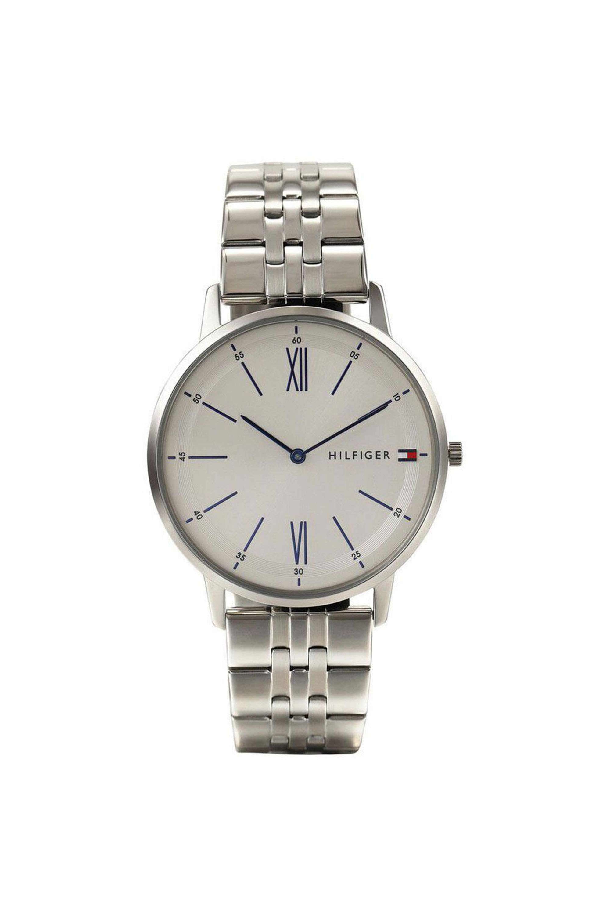 Modern-Classic-42-mm-Quartz-Analogue-Watch-For-Men---Silver-Dial-with-Silver-Stainless-Steel-Strap-(TH1791511)
