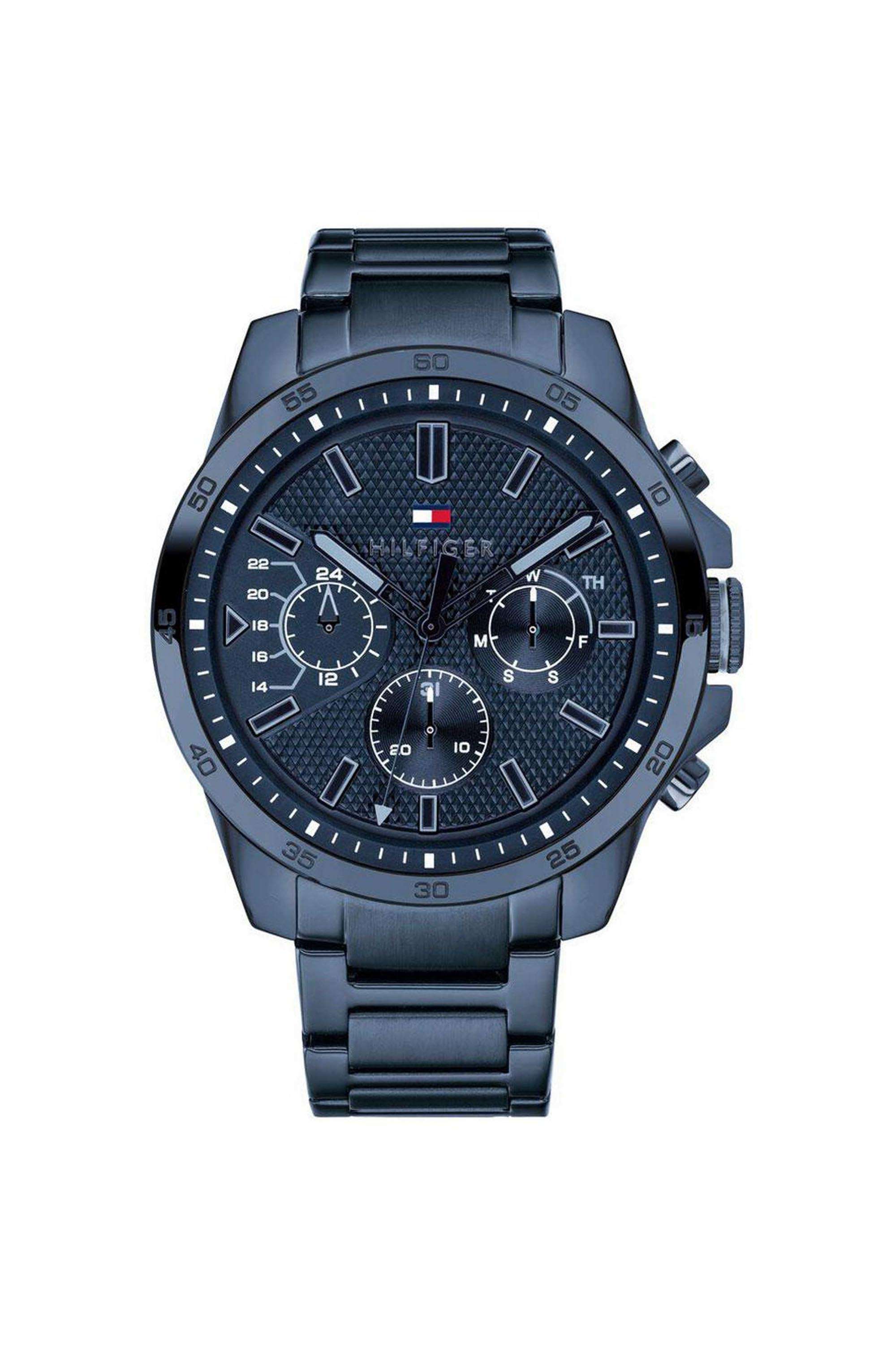 Men-s-48-mm-Quartz-Analogue-Watch---Blue-Dial-with-Blue-Stainless-Steel-Strap-(TH1791560)