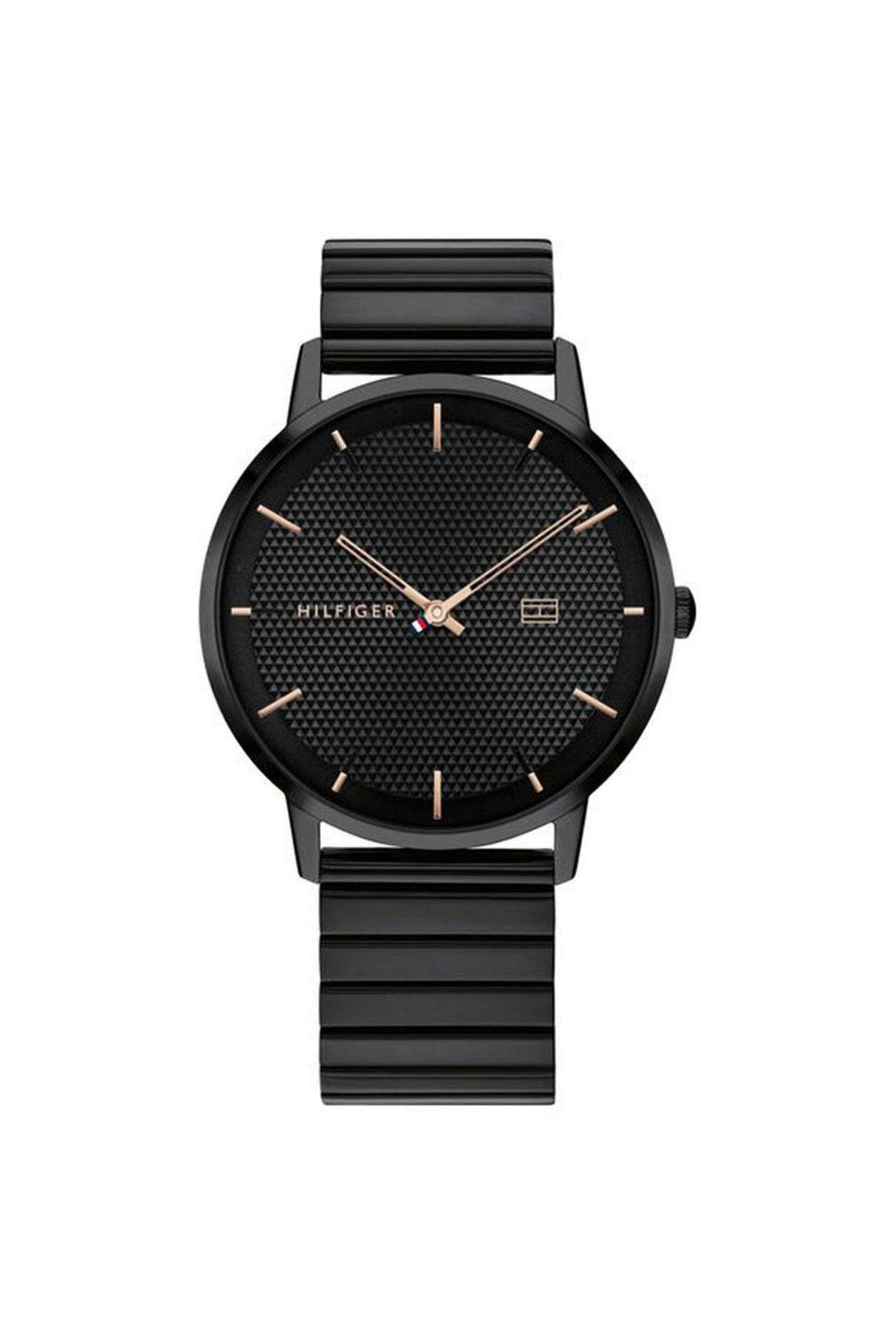 James-40.5-mm-Quartz-Analogue-Watch-For-Men---Black-Dial-with-Black-Stainless-Steel-Strap-(TH1791655)