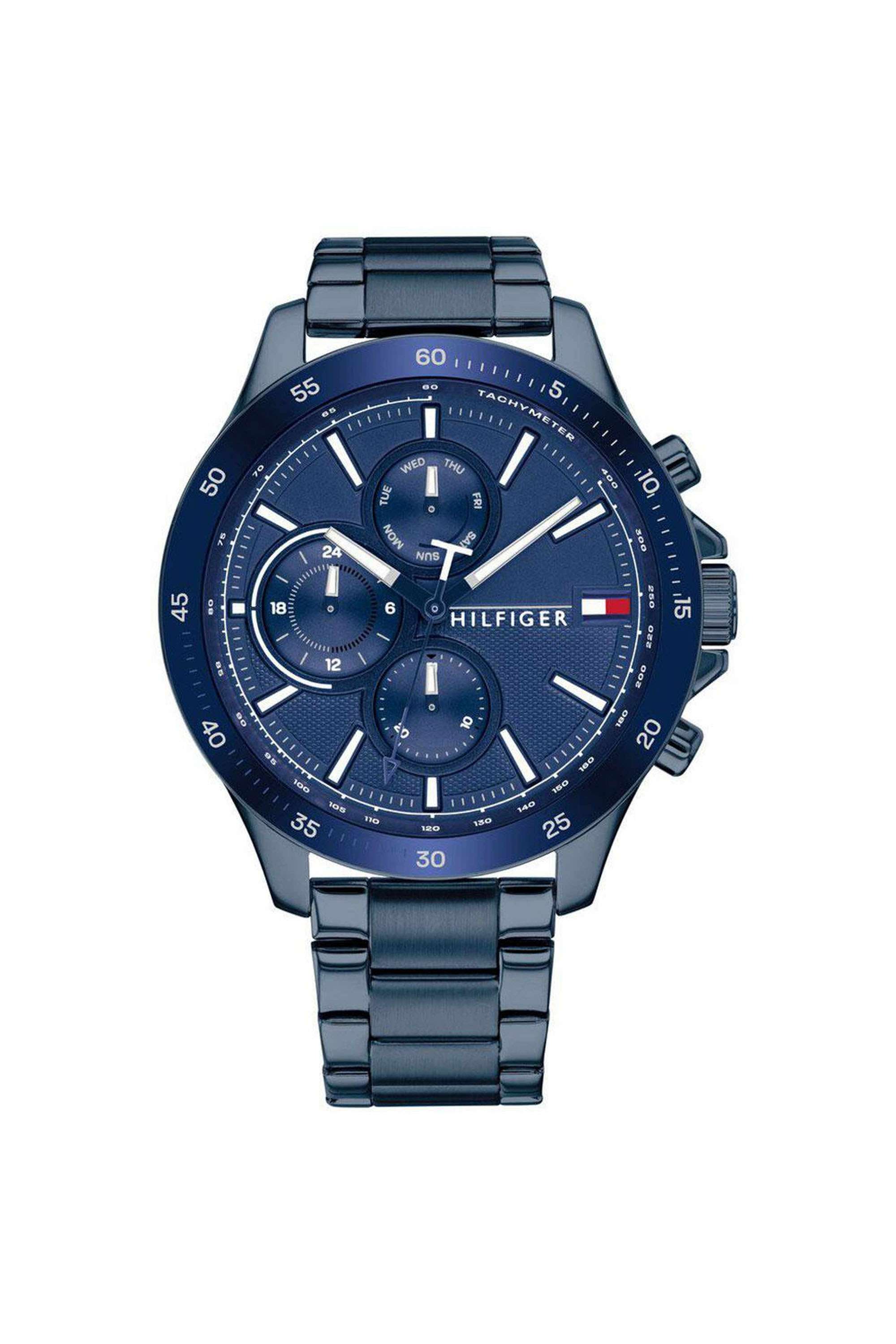 Bank-46-mm-Quartz-Analogue-Watch-For-Men---Blue-Dial-with-Blue-Stainless-Steel-Strap-(TH1791720)