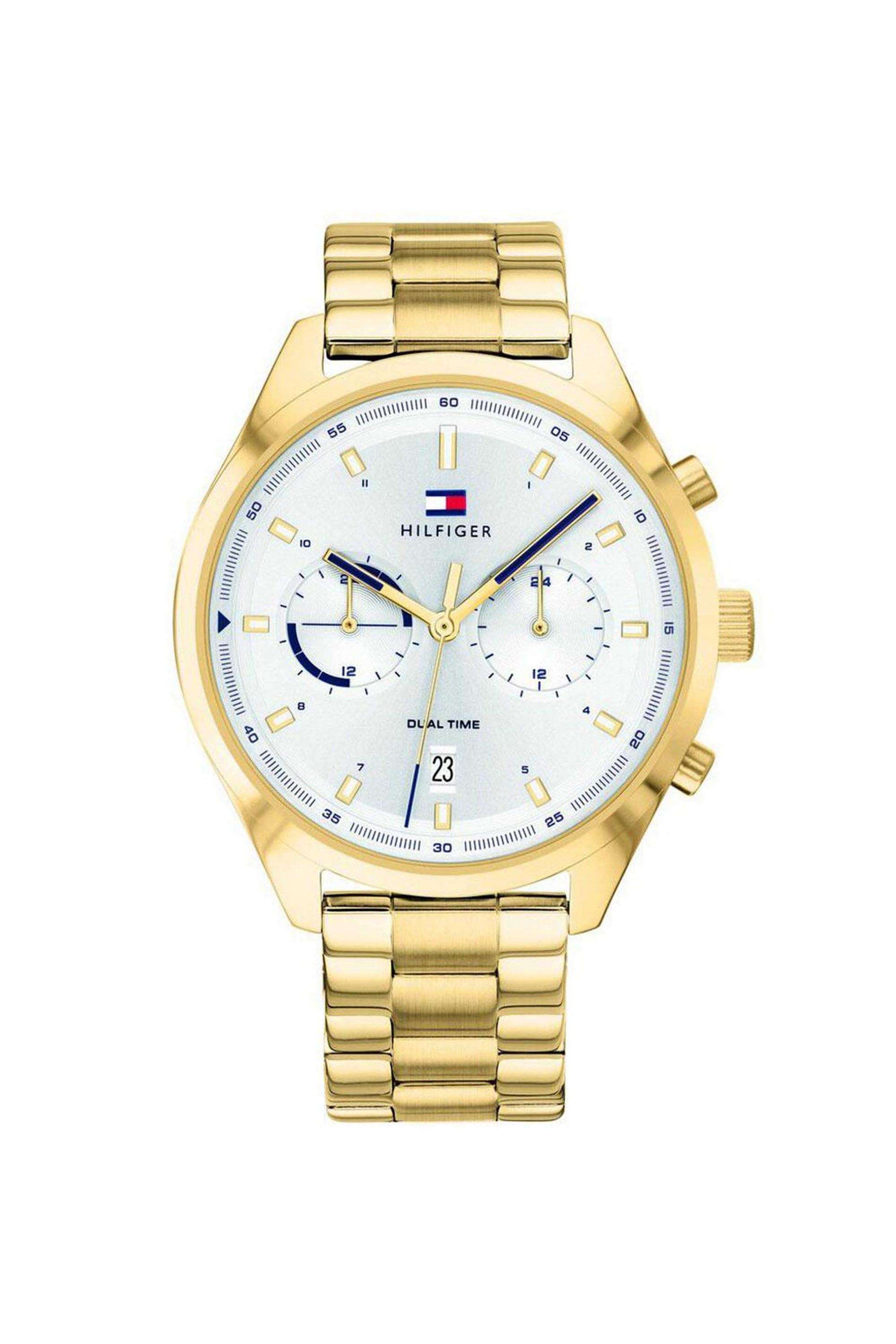 Men-s-44-mm-Quartz-Analogue-Watch---Gold-Dial-with-Gold-Stainless-Steel-Strap-(TH1791726)