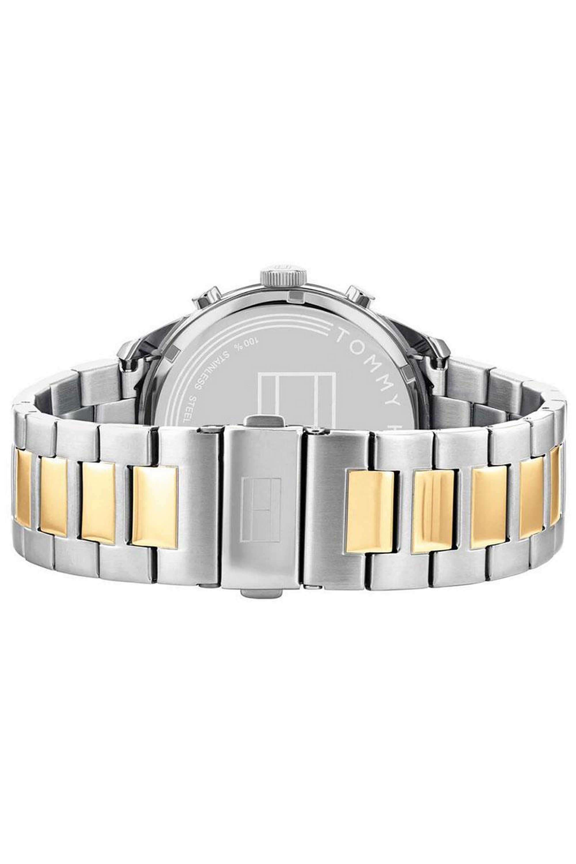 Men-s-44-mm-Quartz-Analogue-Watch---Black-Dial-with-Two-Tone-Stainless-Steel-Strap-(TH1791944)