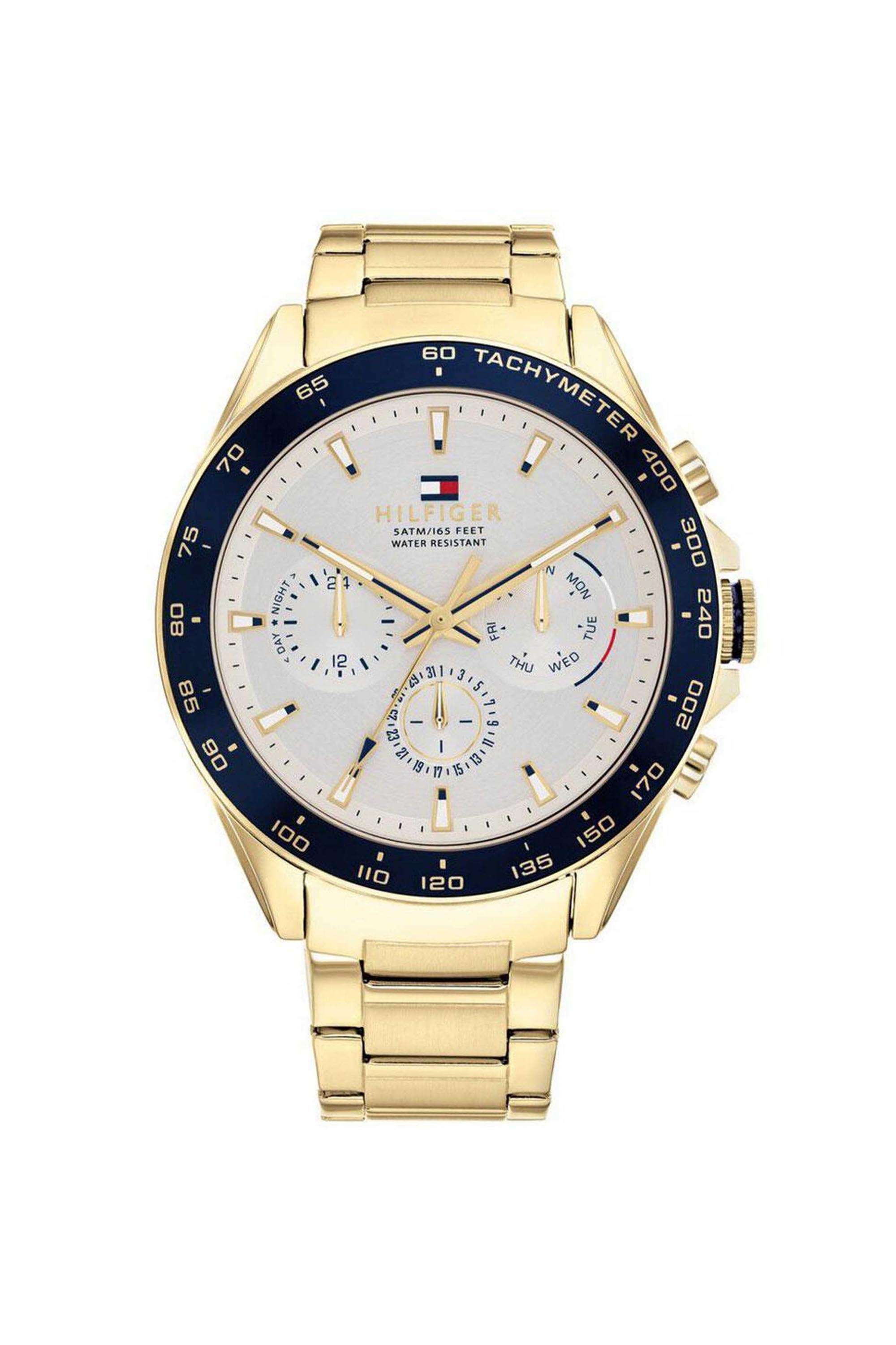 Men-s-46-mm-Quartz-Analogue-Watch---Silver-Dial-with-Two-Tone-Stainless-Steel-Strap-(TH1791969)