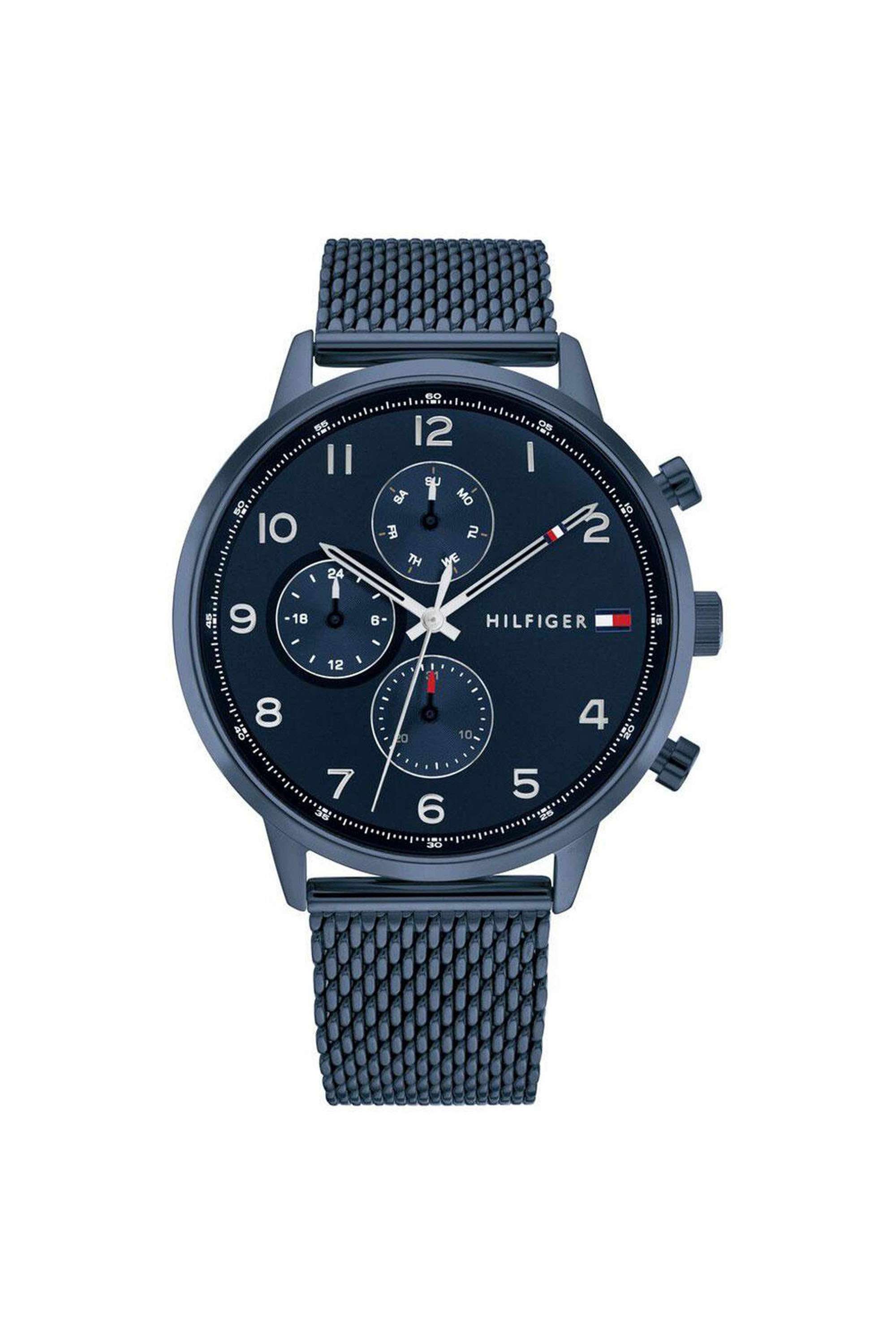 Leonard-44-mm-Quartz-Analogue-Watch-For-Men---Blue-Dial-with-Blue-Stainless-Steel-Strap-(TH1791990)