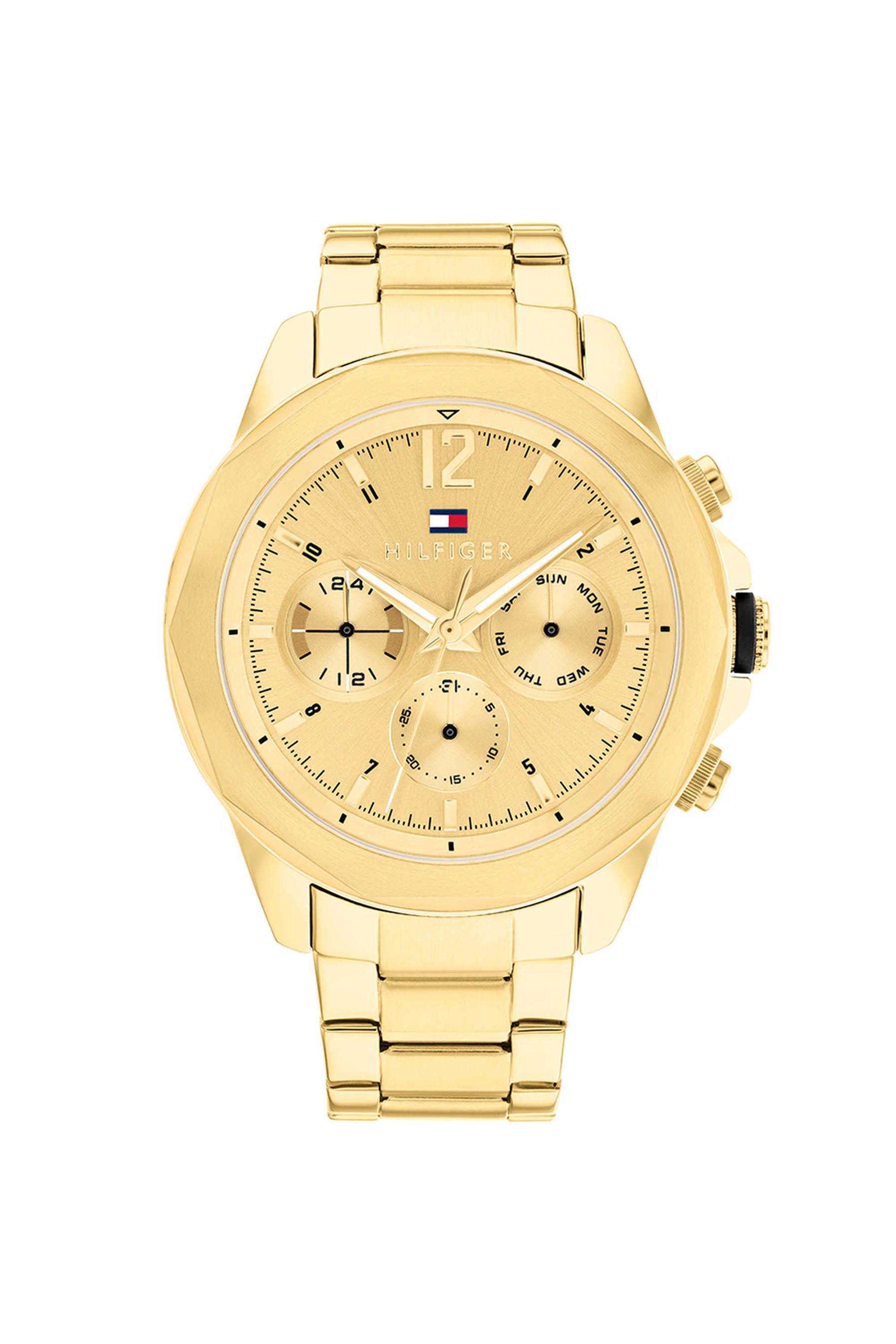 Men-s-46-mm-Quartz-Analogue-Watch---Gold-Dial-with-Gold-Stainless-Steel-Strap-(TH1792060)