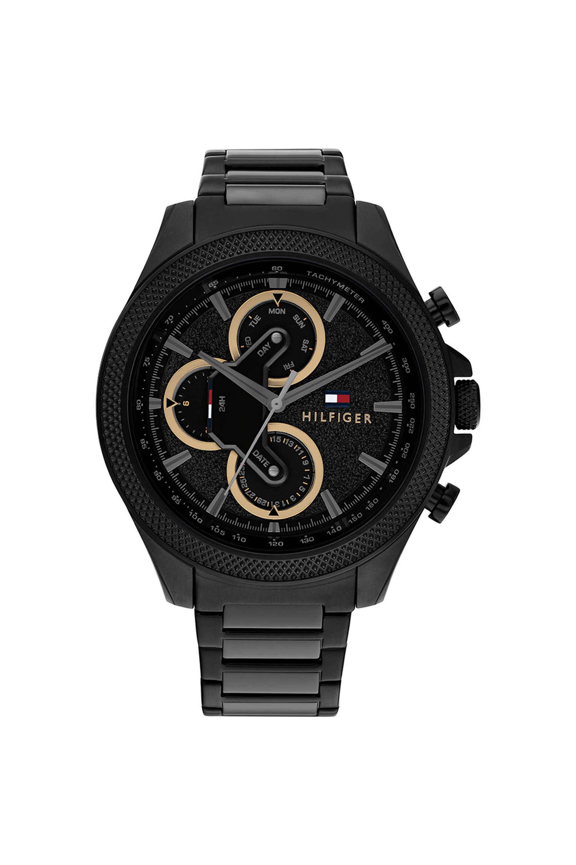 Clark-46-mm-Quartz-Analogue-Watch-For-Men---Black-Dial-with-Black-Stainless-Steel-Strap-(TH1792081)