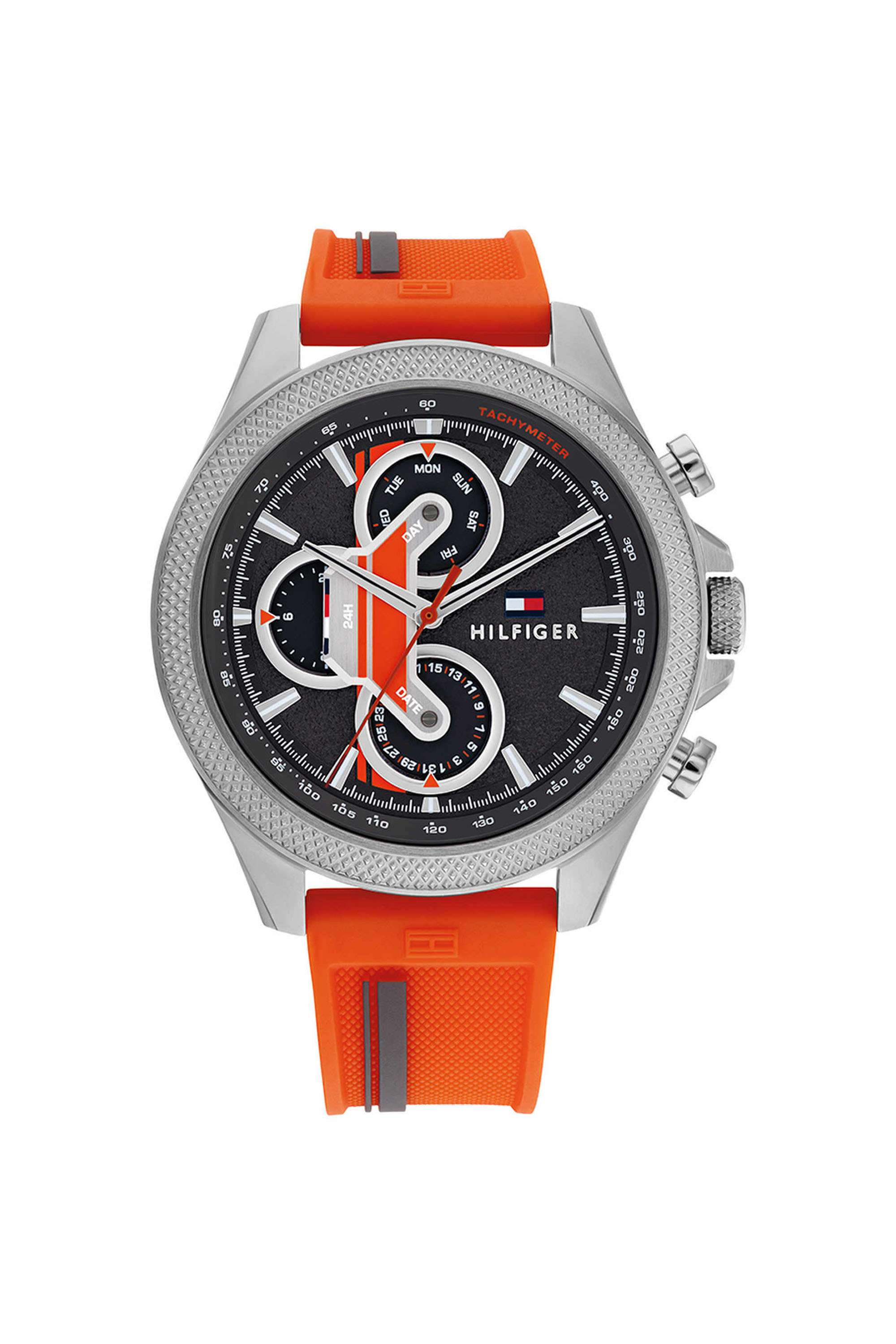 Clark-46-mm-Quartz-Analogue-Watch-For-Men---Orange-Dial-with-Orange-Silicone-Strap-(TH1792084)