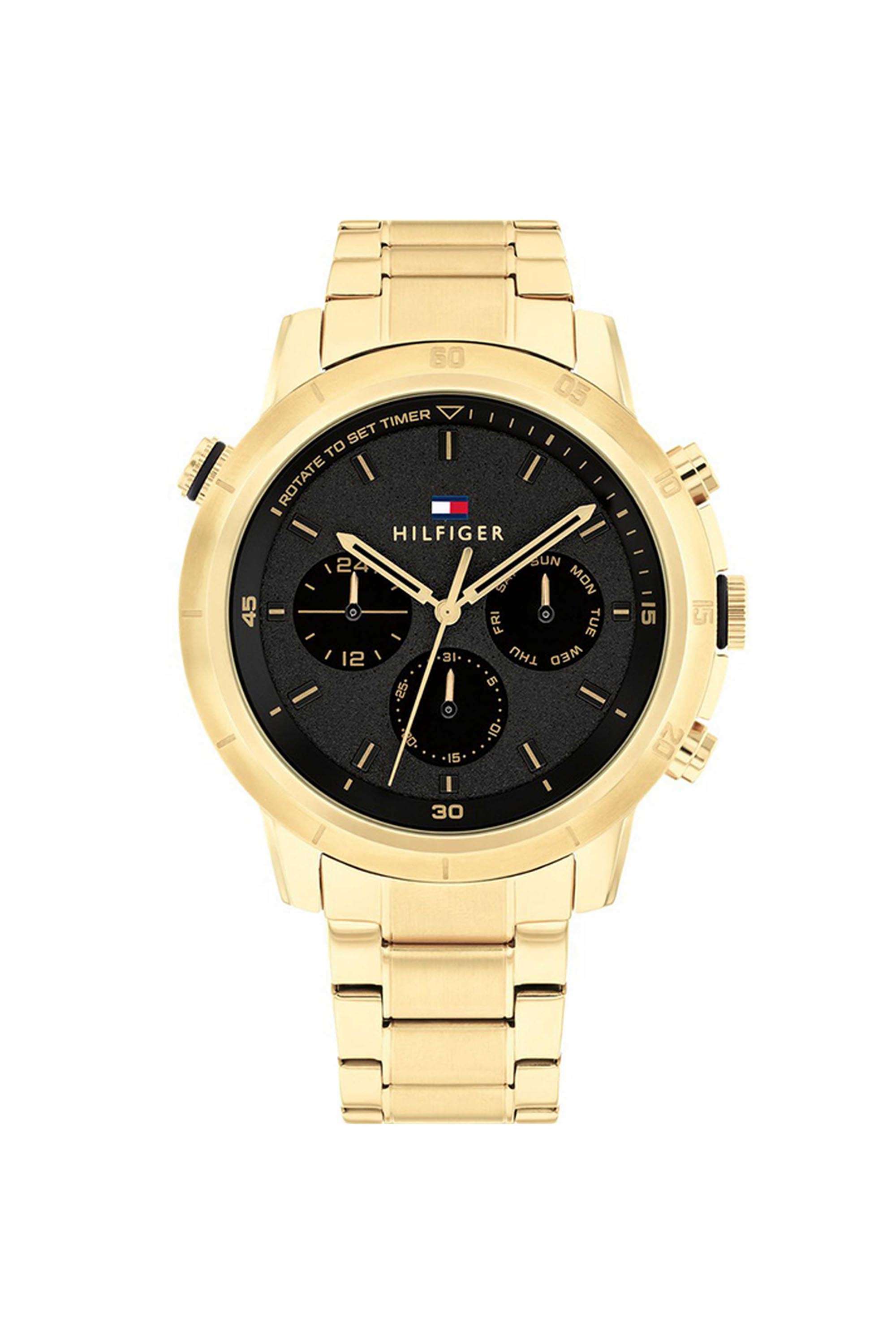 Troy-Men-s-46-mm-Quartz-Chronograph-Watch---Black-Dial-with-Gold-Stainless-Steel-Strap-(TH1792109)