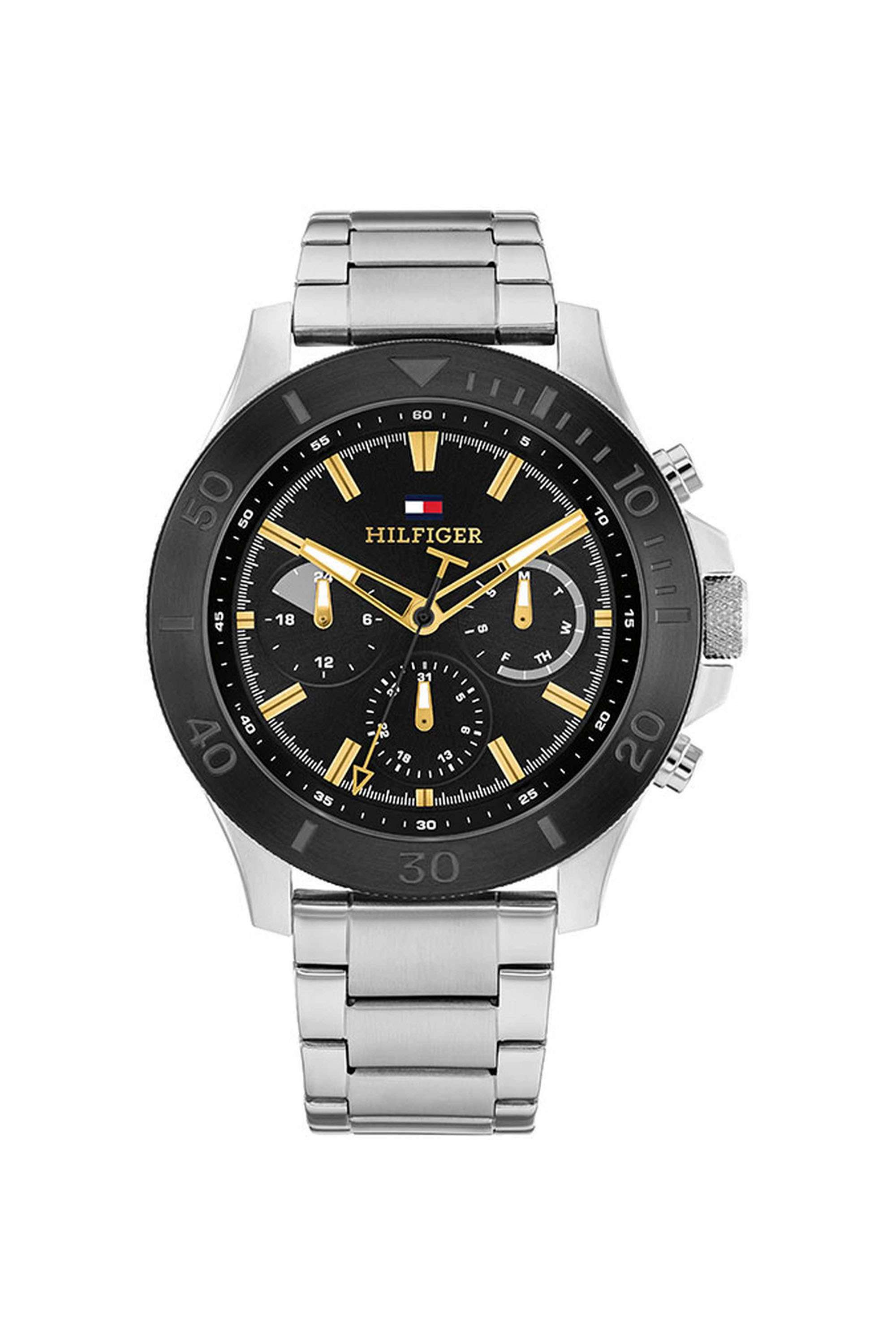 Bryan-46-mm-Quartz-Analogue-Watch-For-Men---Black-Dial-with-Silver-Stainless-Steel-Strap-(TH1792114)