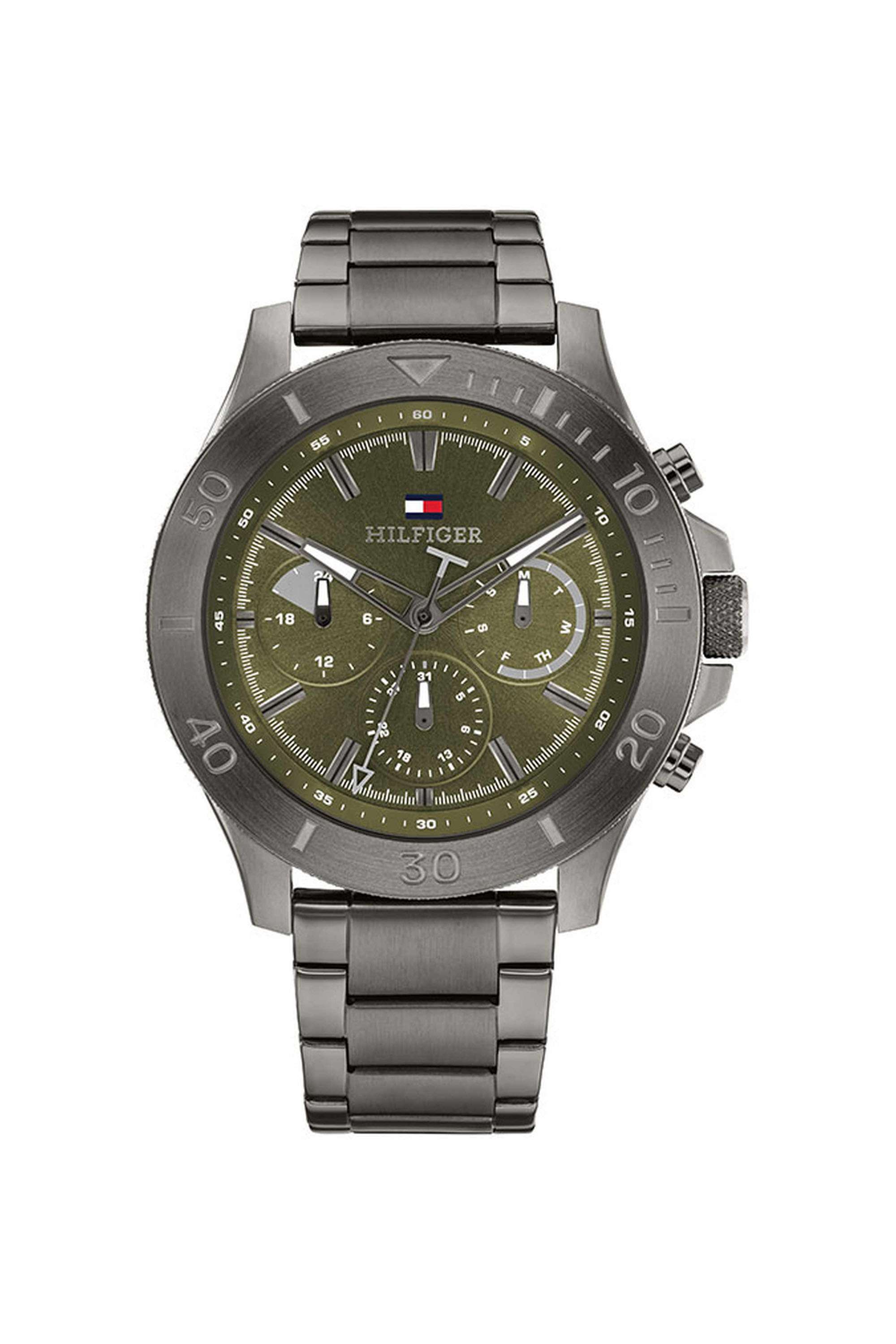 Bryan-46-mm-Quartz-Analogue-Watch-For-Men---Green-Dial-with-Grey-Stainless-Steel-Strap-(TH1792115)