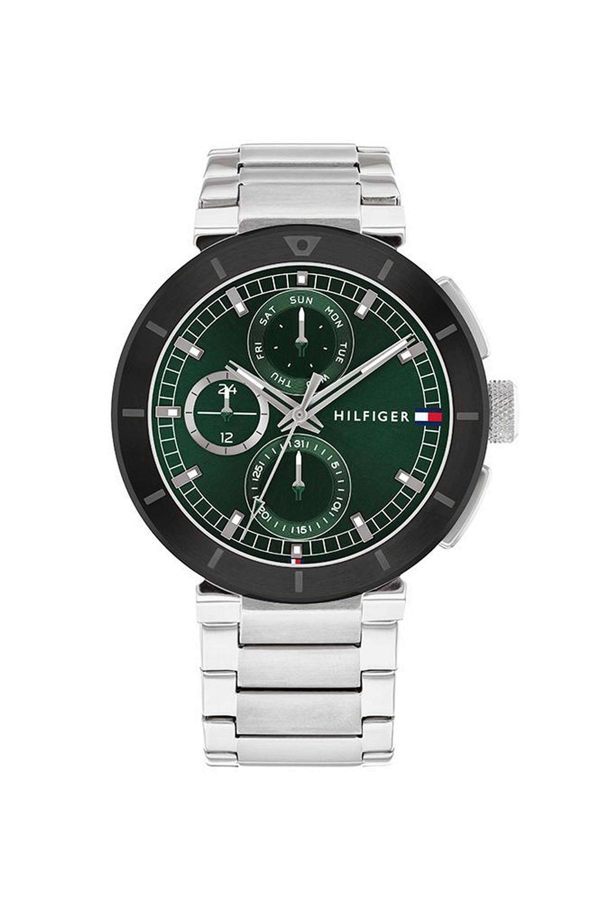 Lorenzo-Men-s-44-mm-Quartz-Chronograph-Watch---Green-Dial-with-Silver-Stainless-Steel-Strap-(TH1792117)