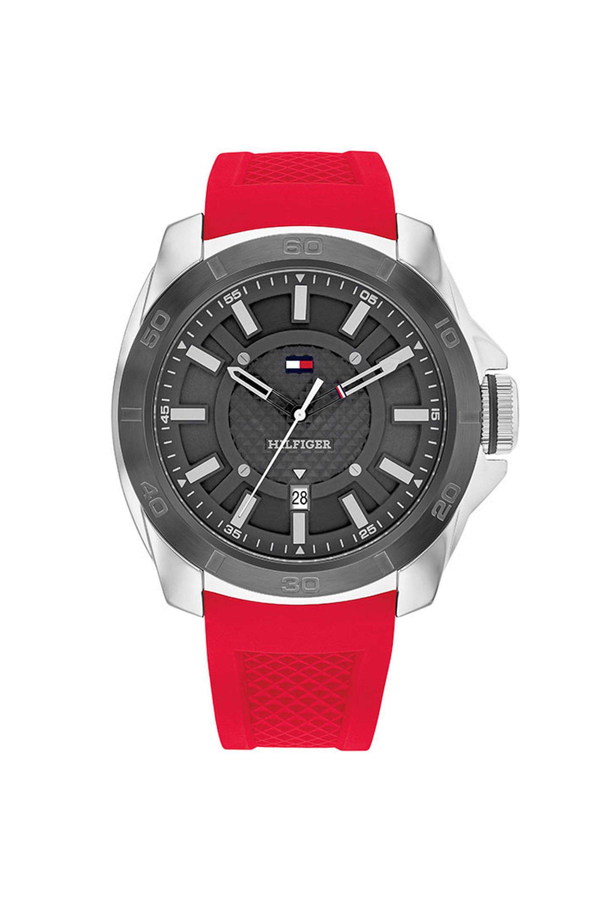 Windsurf-Men-s-50-mm-Quartz-Analogue-Watch---Grey-Dial-with-Red-Silicone-Strap-(TH1792135)