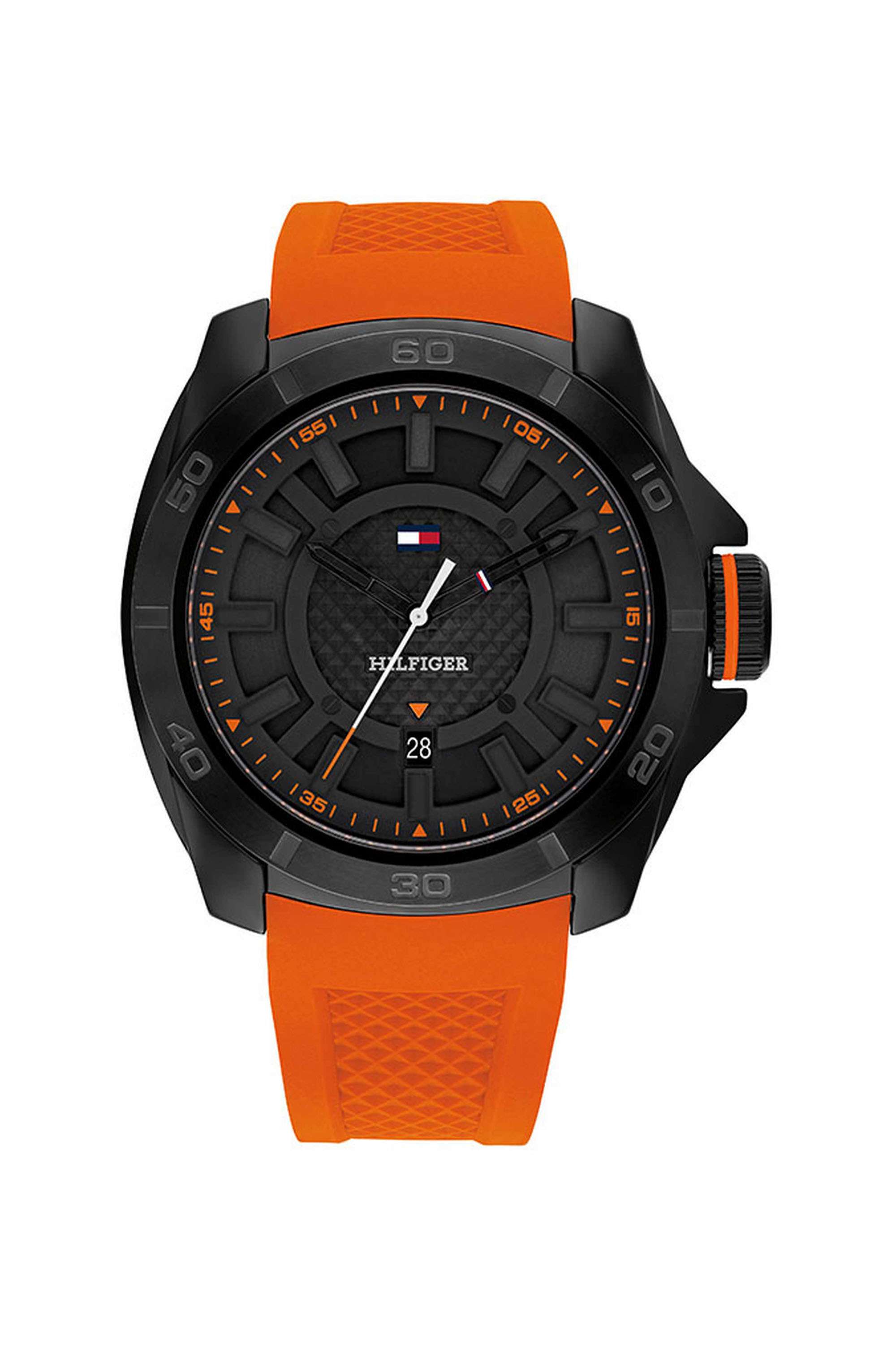 Windsurf-50-mm-Quartz-Analogue-Watch-For-Men---Black-Dial-with-Orange-Silicone-Strap-(TH1792136)