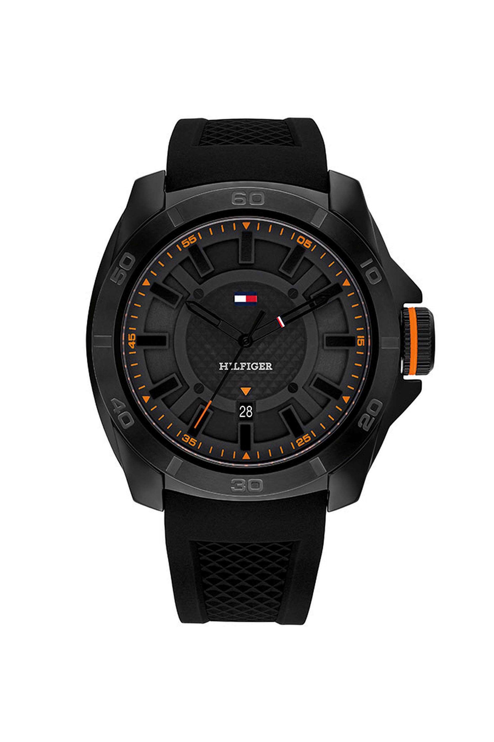 Windsurf-Men-s-50-mm-Quartz-Analogue-Watch---Black-Dial-with-Black-Silicone-Strap-(TH1792137)