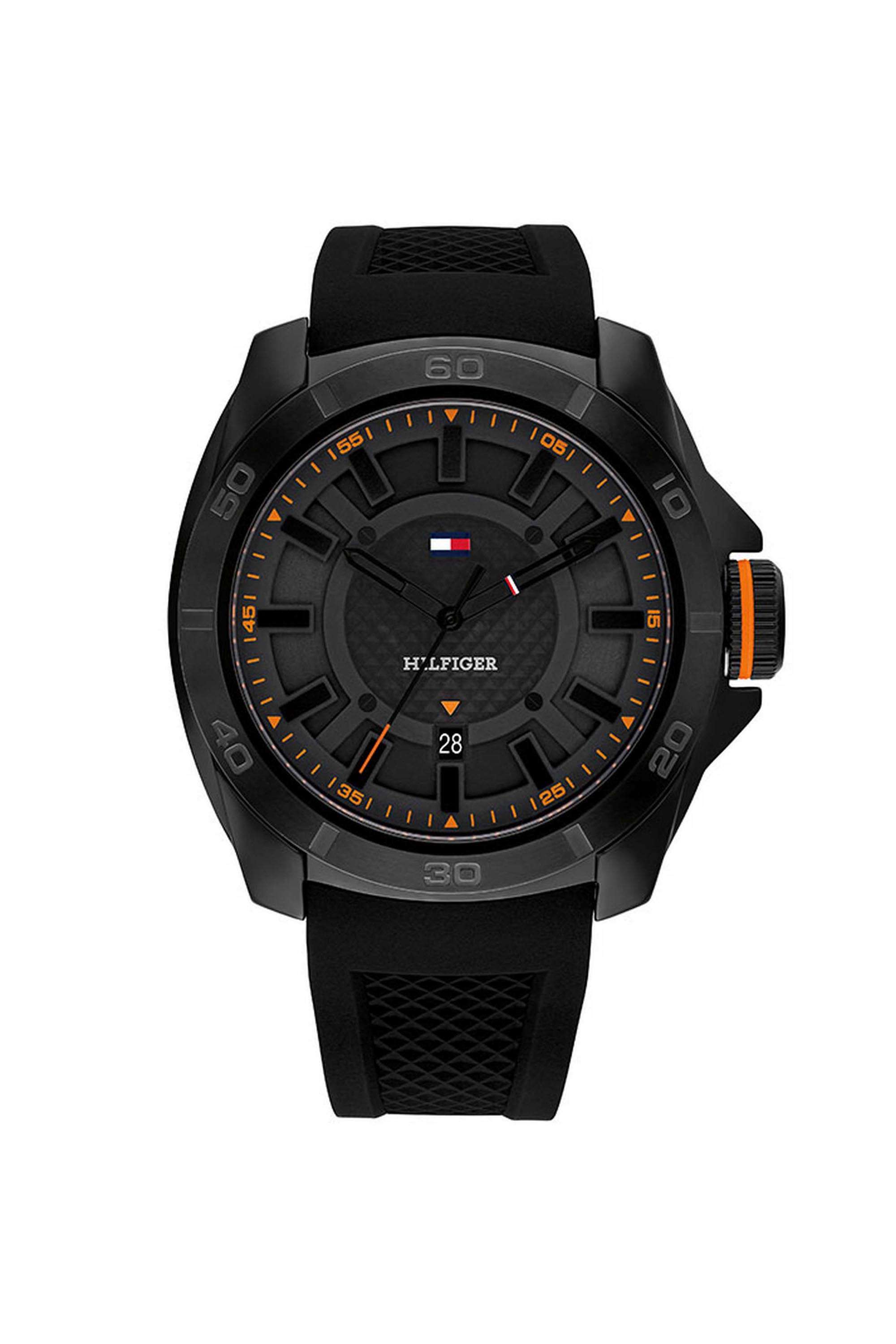 Windsurf-Men-s-50-mm-Quartz-Analogue-Watch---Black-Dial-with-Black-Silicone-Strap-(TH1792137)