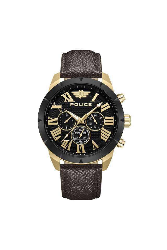 Quartz-45-mm-Black-Dial-Leather-Analogue-Watch-For-Men---PLPEWGF0039340