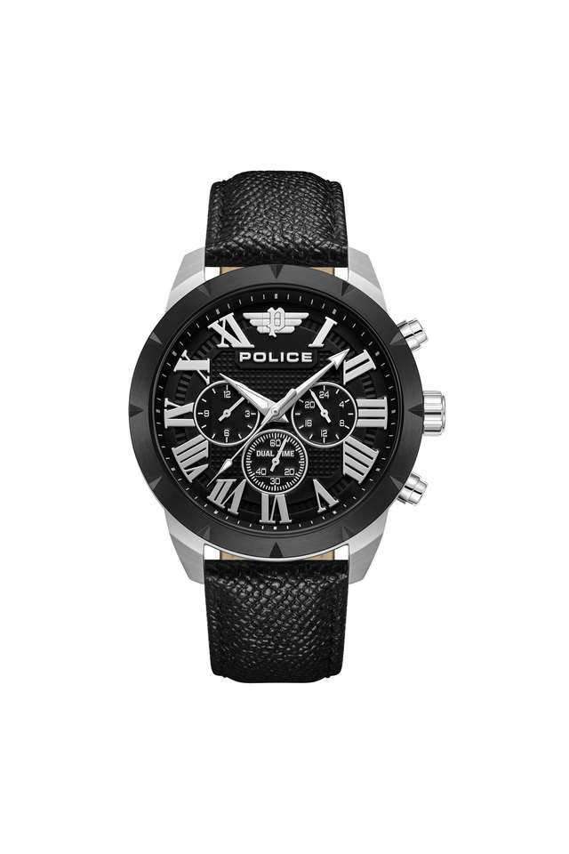Quartz-45-mm-Black-Dial-Leather-Analogue-Watch-For-Men---PLPEWGF0039341