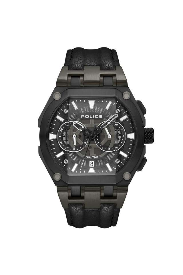 Newness-FW24-Quartz-45-mm-Black-Dial-Leather-Wrist-Watch-for-Men---PLPEWGF0054401