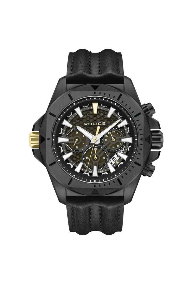 Newness-FW24-Quartz-46-mm-Black-Dial-Leather-Wrist-Watch-for-Men---PLPEWGF0054503