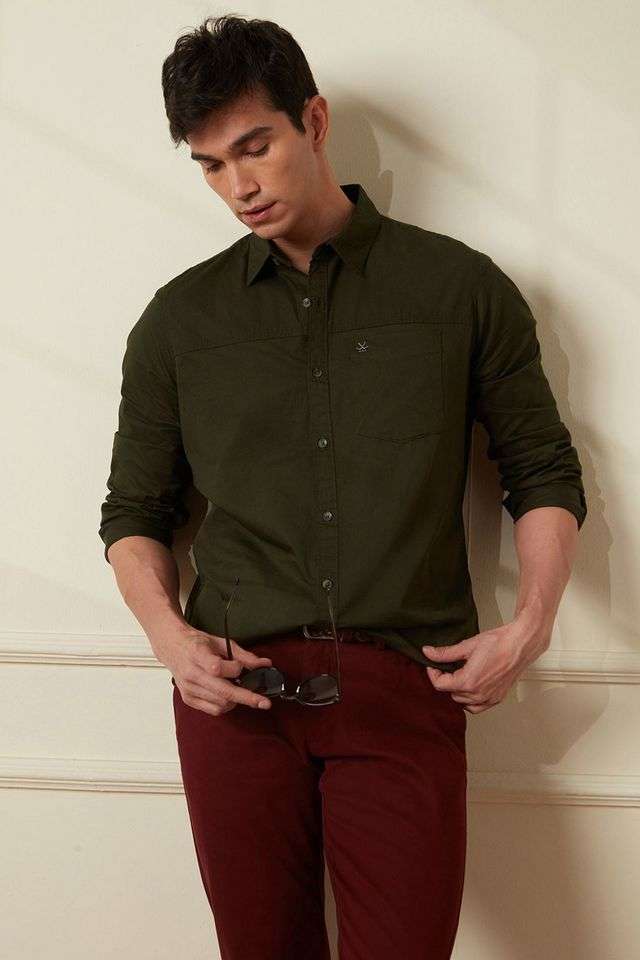 Solid-Cotton-Slim-Fit-Men-s-Casual-Shirt
