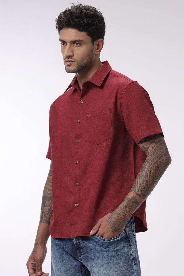 Solid-Polyester-Regular-Fit-Men-s-Casual-Shirt