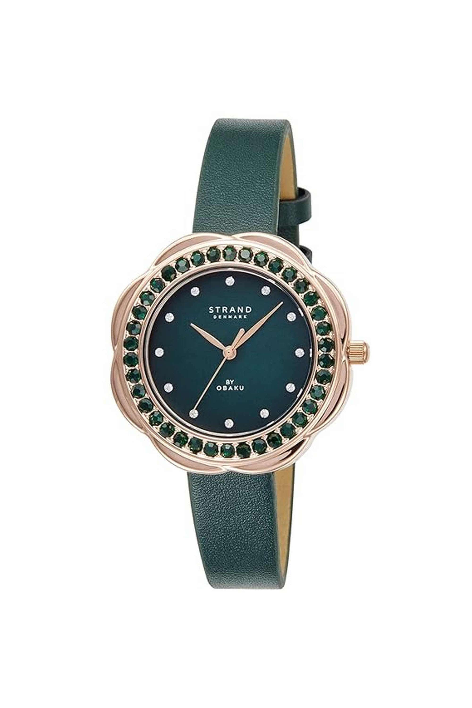 Cosmos-Moss-35-mm-Analogue-Quartz-Watch-For-Women-s---Green-Dial-with-Green-Polyurethane-Strap-(S735LXVEVE-CSE)
