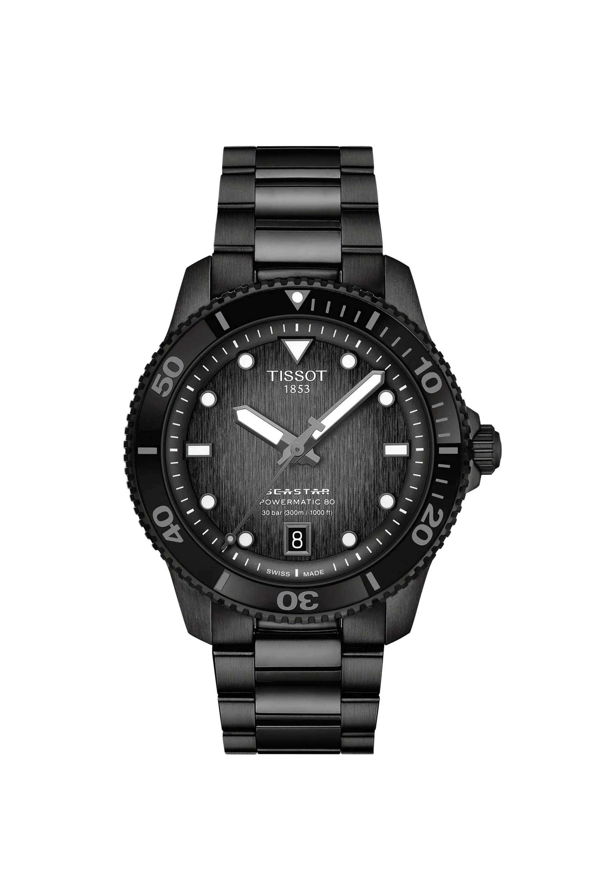 Sport-Seastar-1000-40-mm-Analogue-Swiss-Automatic-Watch-For-Unisex---Multicolour-Dial-with-Black-Stainless-Steel-Strap-(T1208073305100)