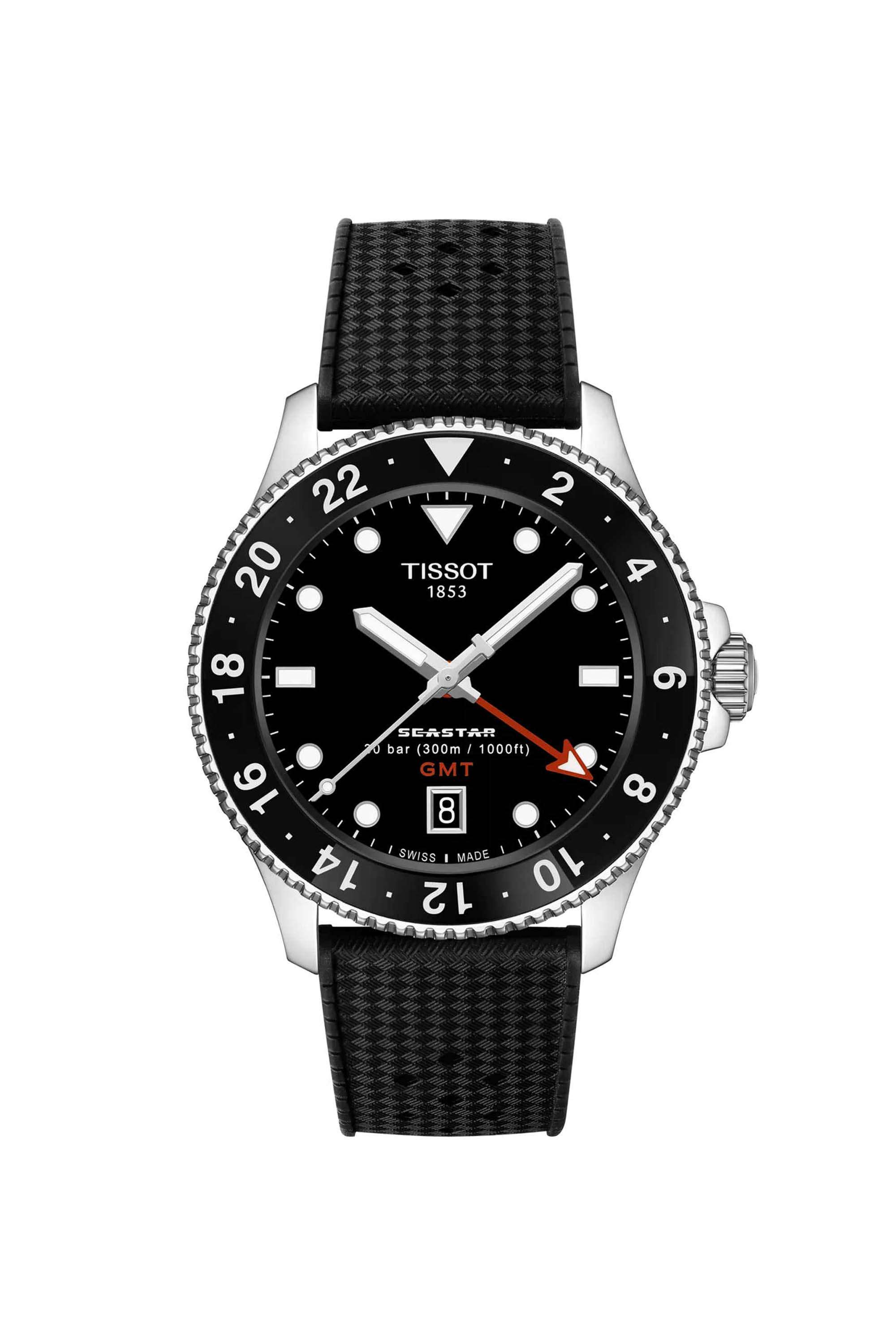 Sport-40-mm-Analogue-Swiss-Quartz-Watch-For-Men-s---Black-Dial-with-Black-Rubber-Strap-(T1208521705100)