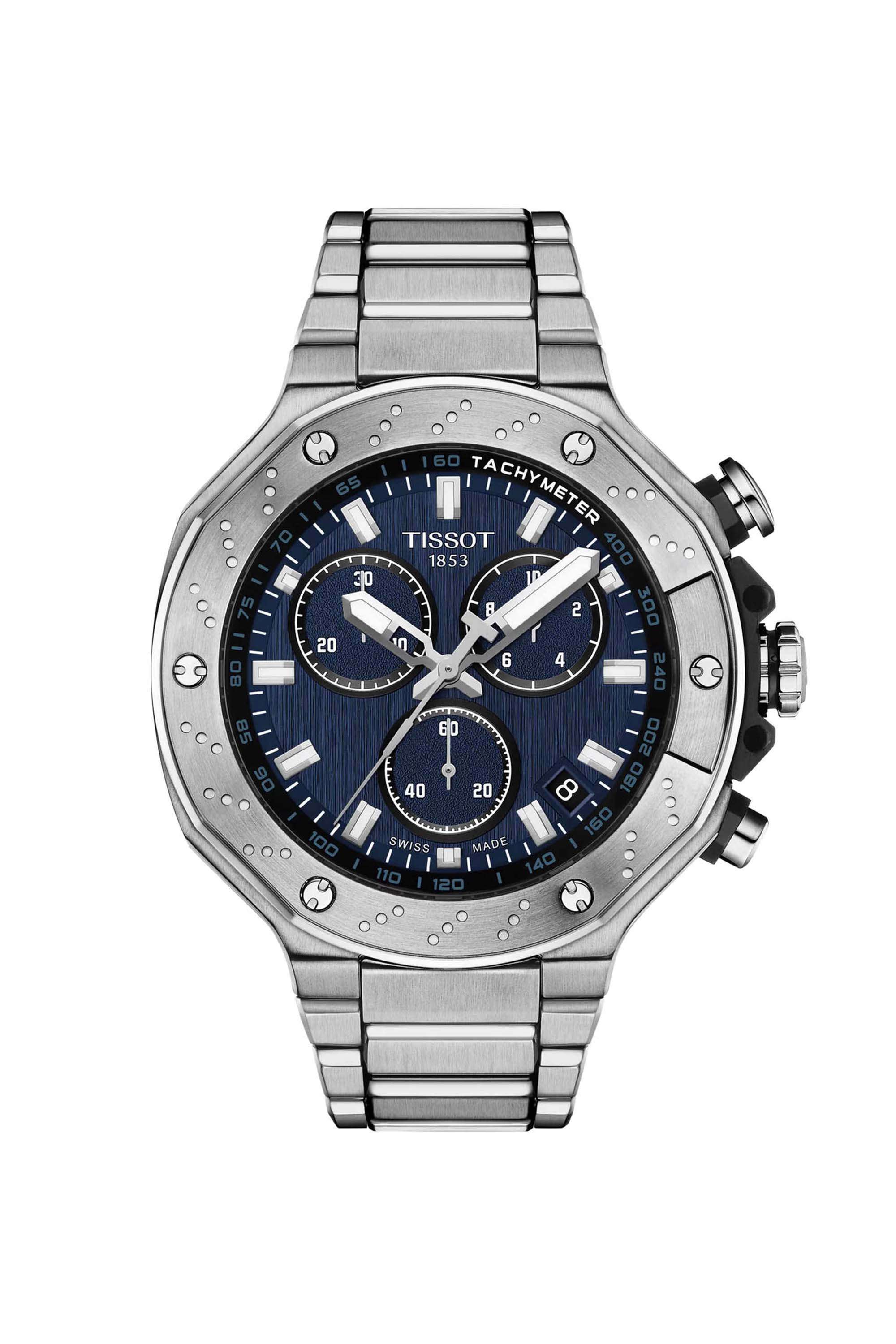 Sport-T-Race-45-mm-Chronograph-Swiss-Quartz-Watch-For-Men-s---Blue-Dial-with-Silver-Stainless-Steel-Strap-(T1414171104100)