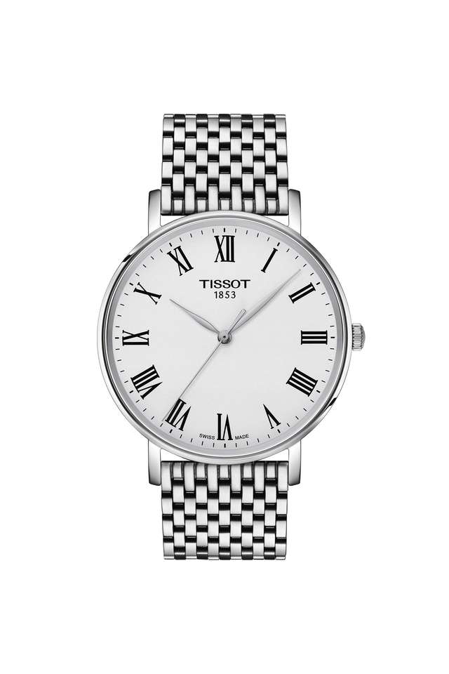 EVERYTIME-Men-s-40-mm-Swiss-Quartz-Analog-Watch---Silver-Dial-With-Grey-Stainless-Steel-Strap-(T1434101103300)