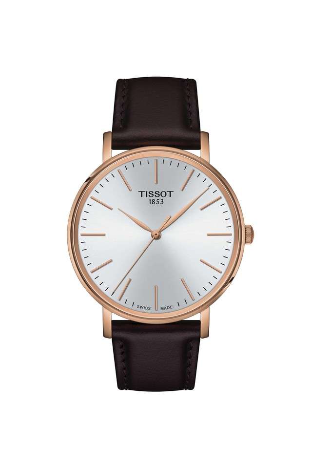 EVERYTIME-Men-s-40-mm-Swiss-Quartz-Analog-Watch---White-Dial-With-Brown-Leather-Strap-(T1434103601100)