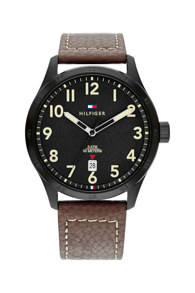Forrest-43-mm-Black-Dial-Leather-Analogue-Watch-For-Men---TH1710560
