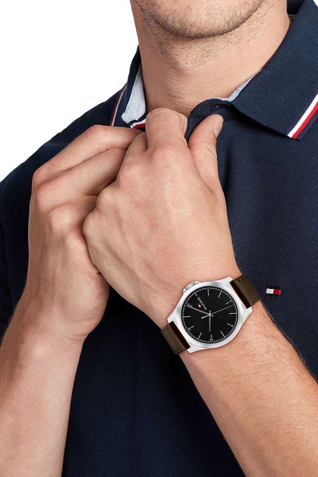 Buy TOMMY HILFIGER NoColour Norris 43 mm Black Dial Leather
