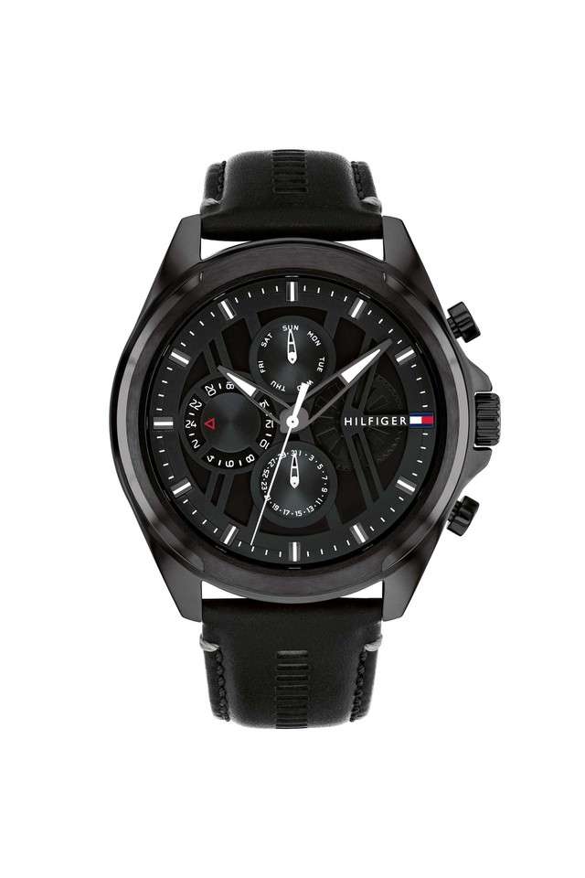 Quartz-48-mm-Black-Dial-Leather-Analogue-Watch-for-Men---TH1710654