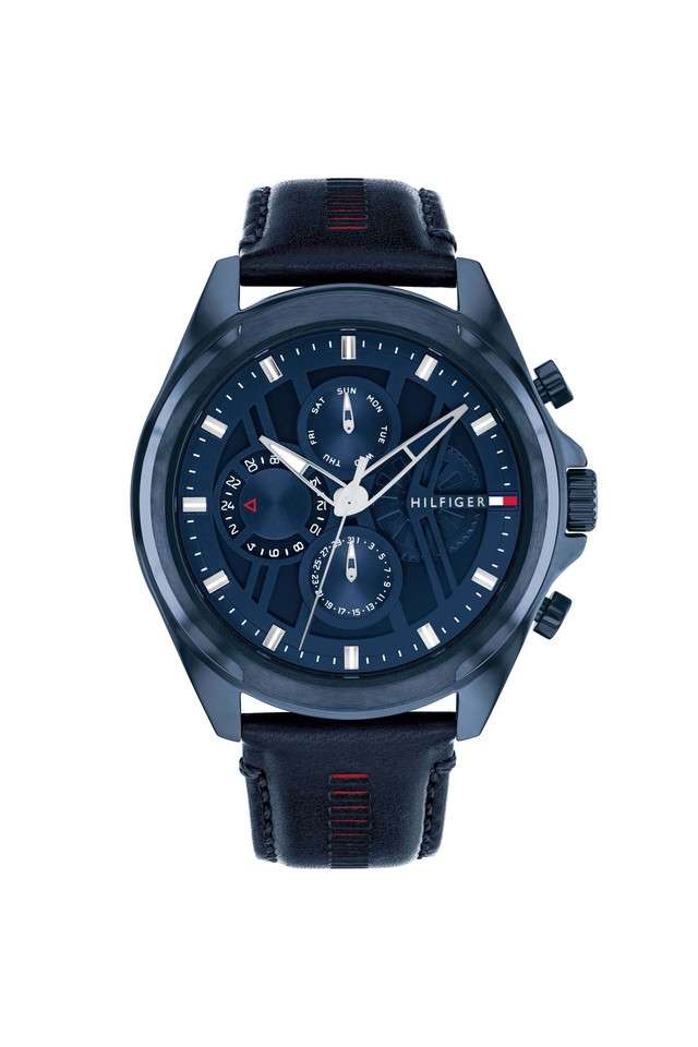 Quartz-48-mm-Blue-Dial-Leather-Analogue-Watch-for-Men---TH1710655
