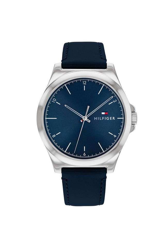 Quartz-42-mm-Blue-Dial-Leather-Analogue-Watch-for-Men---TH1710666