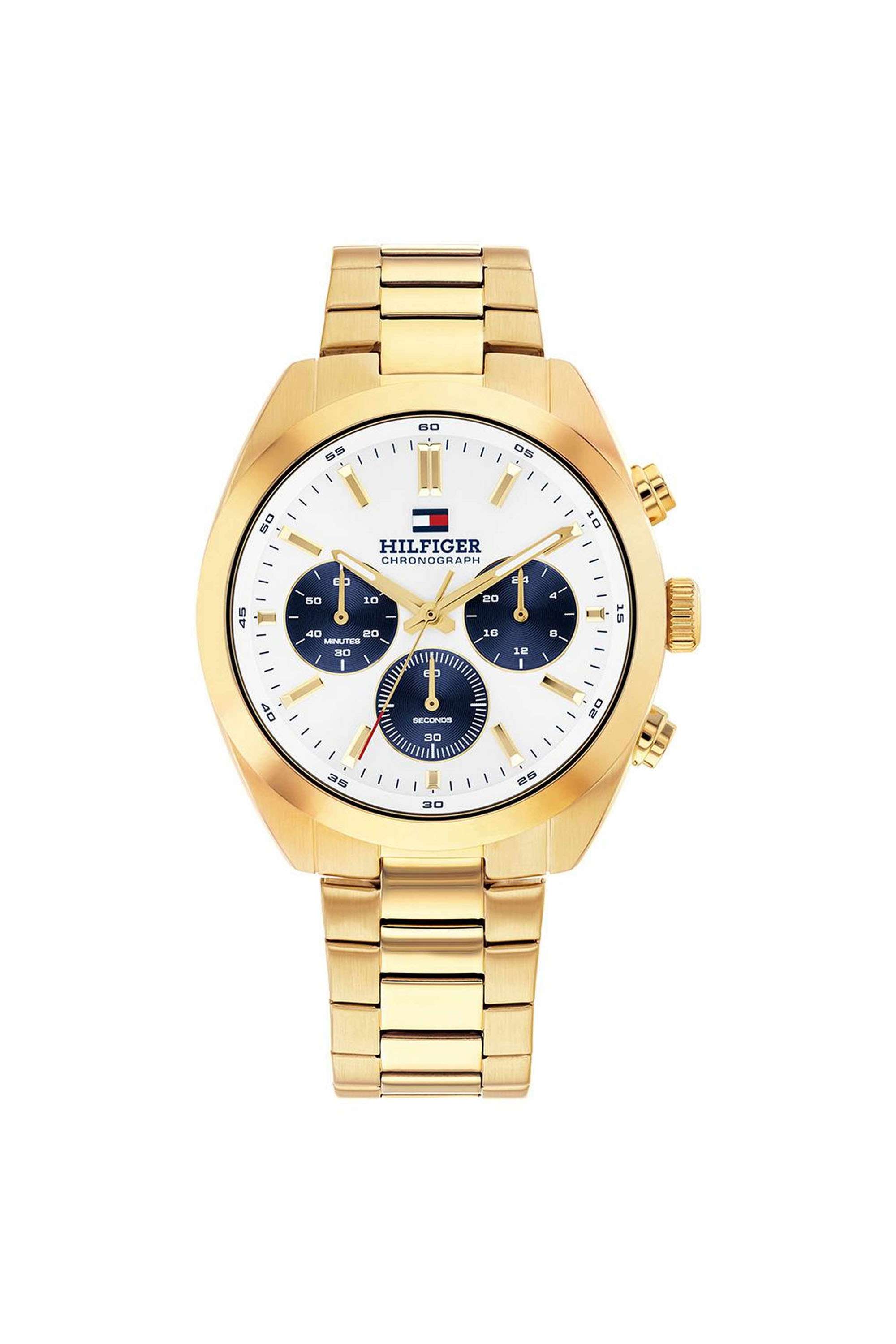 HUDSON-40-mm-Quartz-Analogue-Watch-For-Men---Beige-Dial-with-Gold-Stainless-Steel-Strap-(TH1710723)