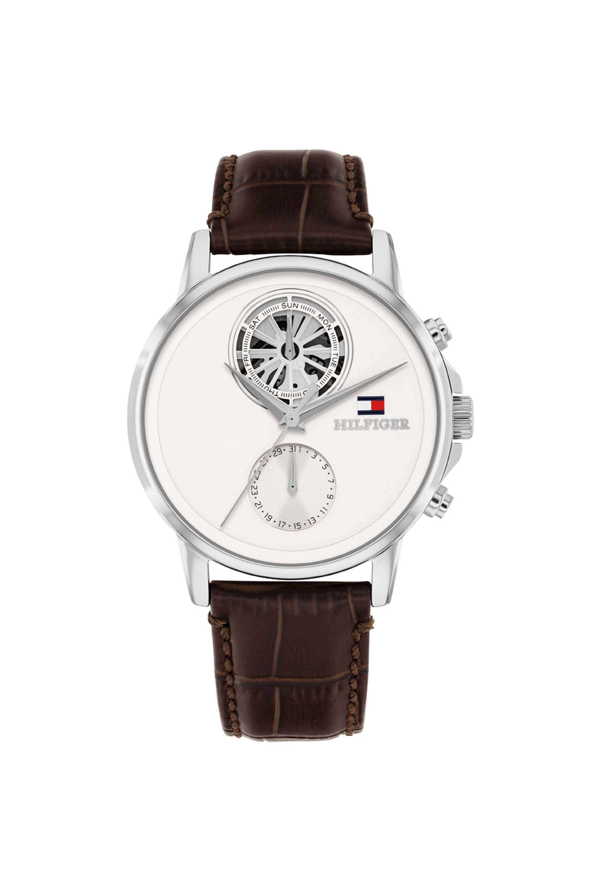 Stewart-40-mm-White-Dial-Leather-Analogue-Watch-For-Men---TH1710746W