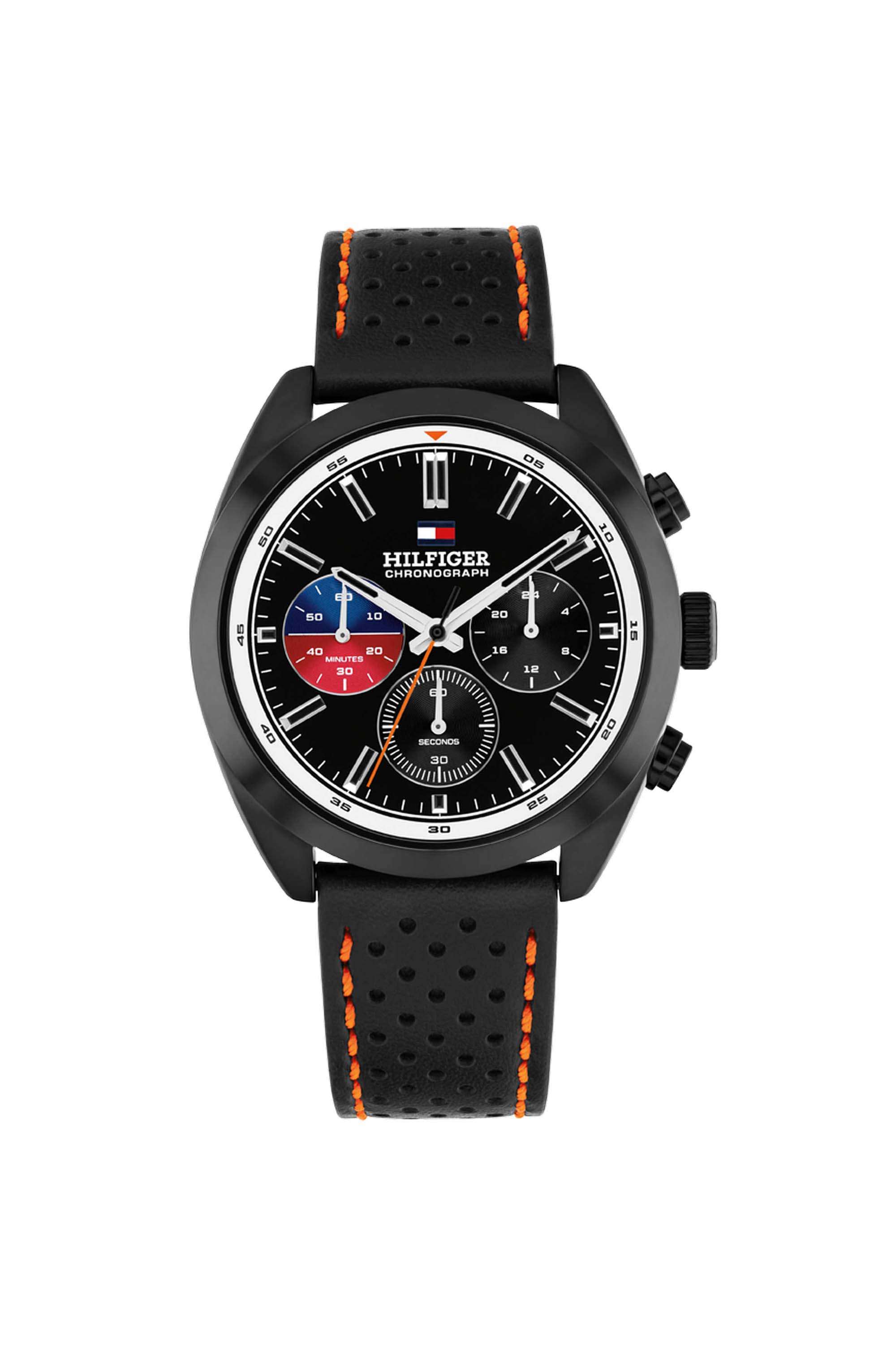 Hudson-40-mm-Black-Dial-Leather-Chronograph-Watch-For-Men---TH1710766W