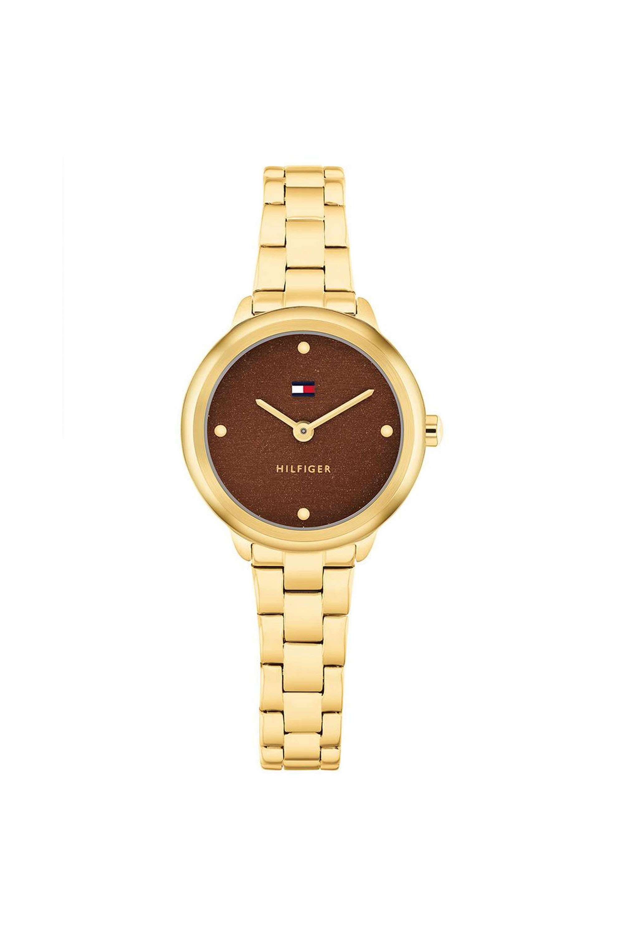 DEMI-26-mm-Quartz-Analogue-Watch-For-Women---Brown-Dial-with-Gold-Stainless-Steel-Strap-(TH1782815)