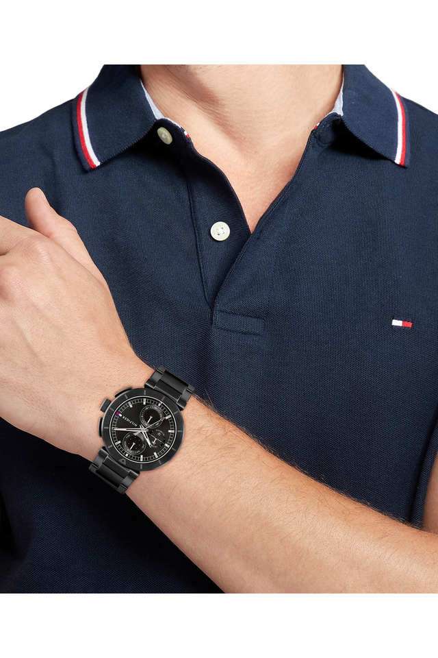 Buy TOMMY HILFIGER NoColour Drop2 44 mm Black Dial Stainless Steel