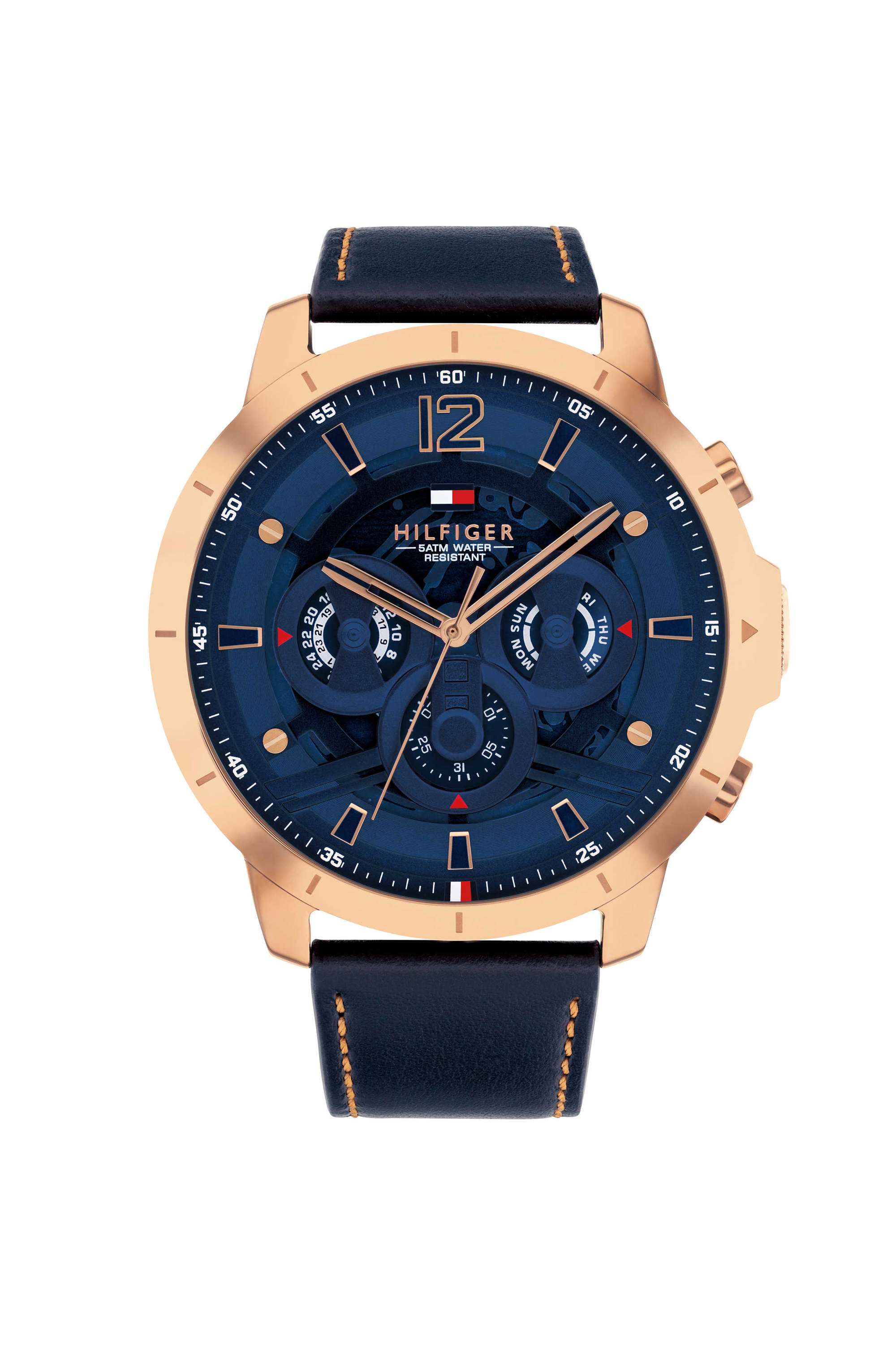 LUCA-50-mm-Blue-Dial-Leather-Analogue-Watch-For-Men---TH1792206W