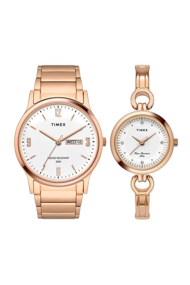 Classics-Rose-Gold-Dial-Steel-Analogue-Pair-Watch---TW00PR263