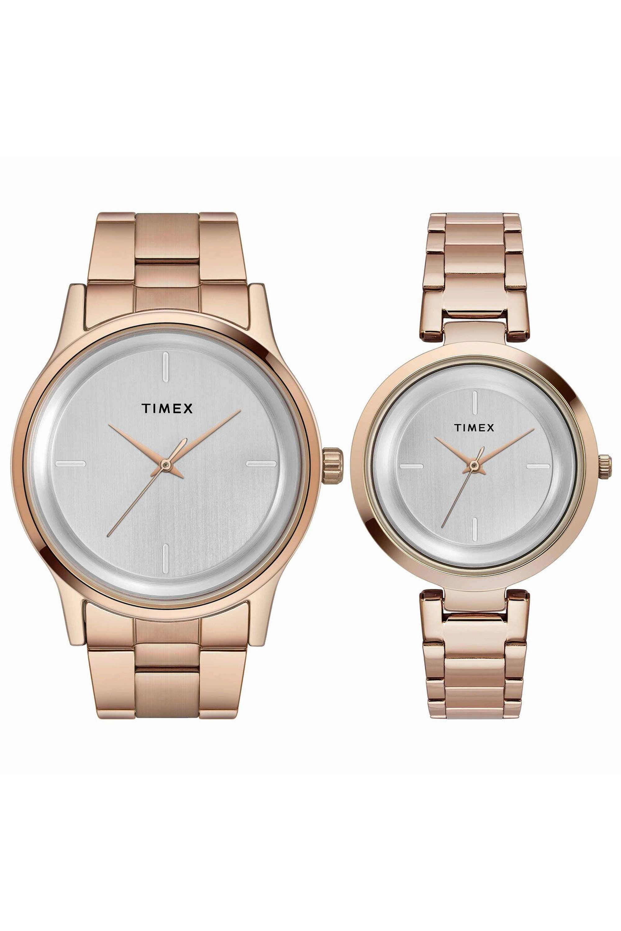 Fashion-42-mm-Quartz-Analogue-Watch-for-Couple---Silver-Dial-with-Rose-Gold-Stainless-Steel-Strap-(TW00PR294)